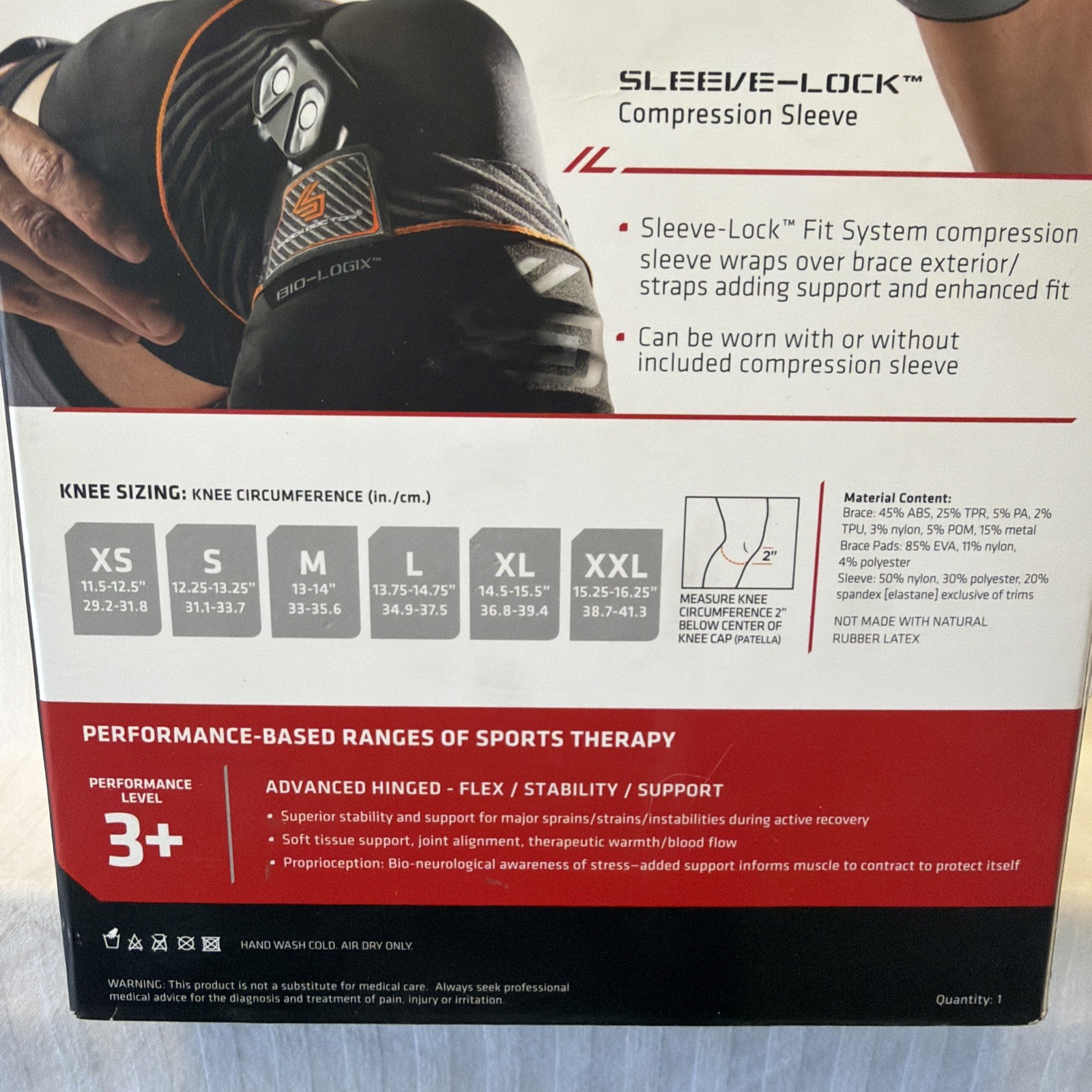 Shock Doctor Bio-Logix Knee Brace Size M Left Knee. 2090 Performance Level 3+
