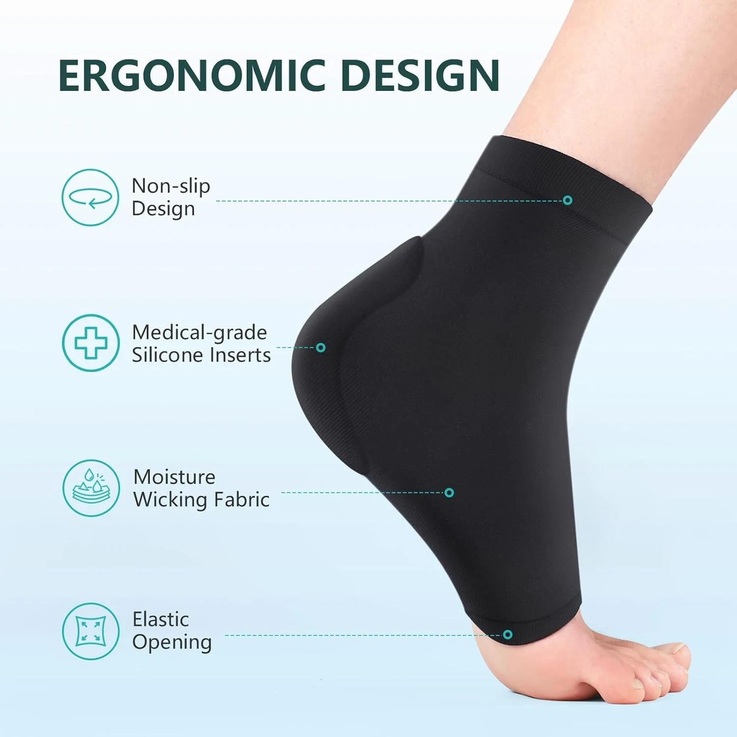 Achilles Tendon Heel Protector – Compression Padded Sleeve Socks – Promifun