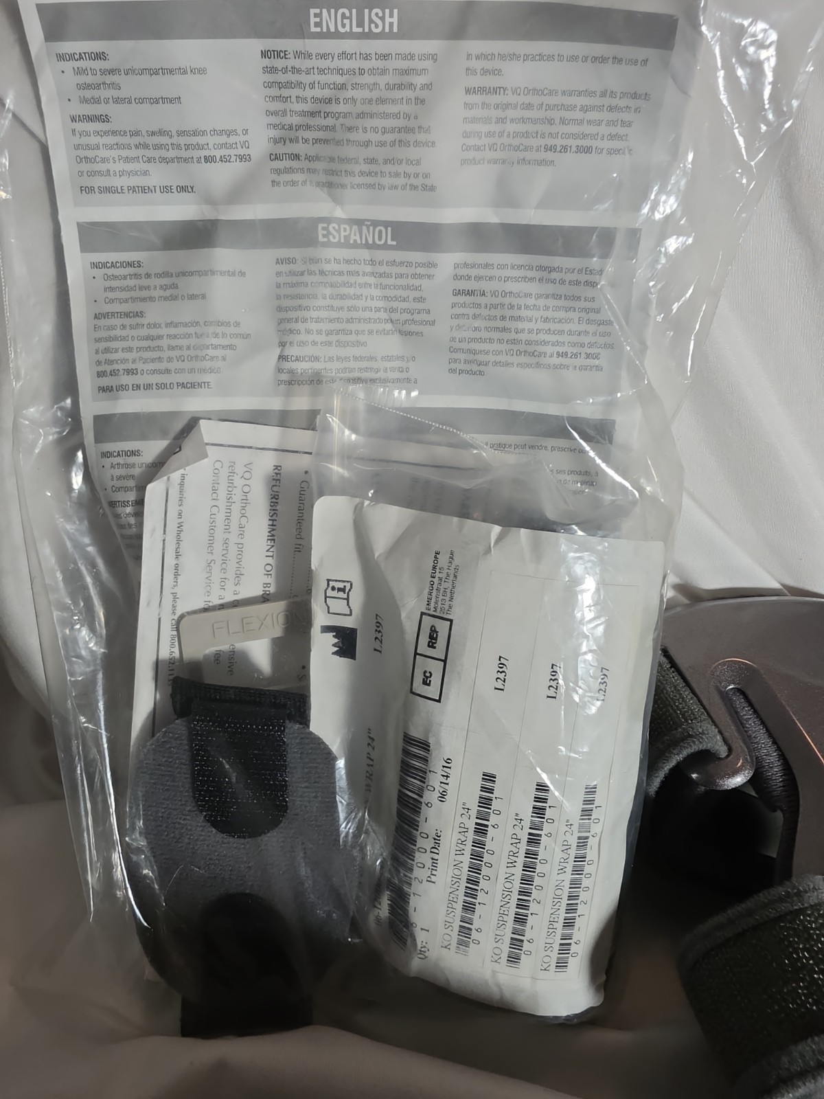 VQ OACTIVE 2 OrthoCare Osteoarthritis Knee Brace w/Instructions Right-E24