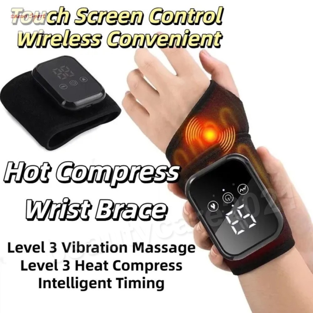 Cordless Hand Wrist Massager Pain Relief with 3 Heat Levels & 3 Vibration Modes
