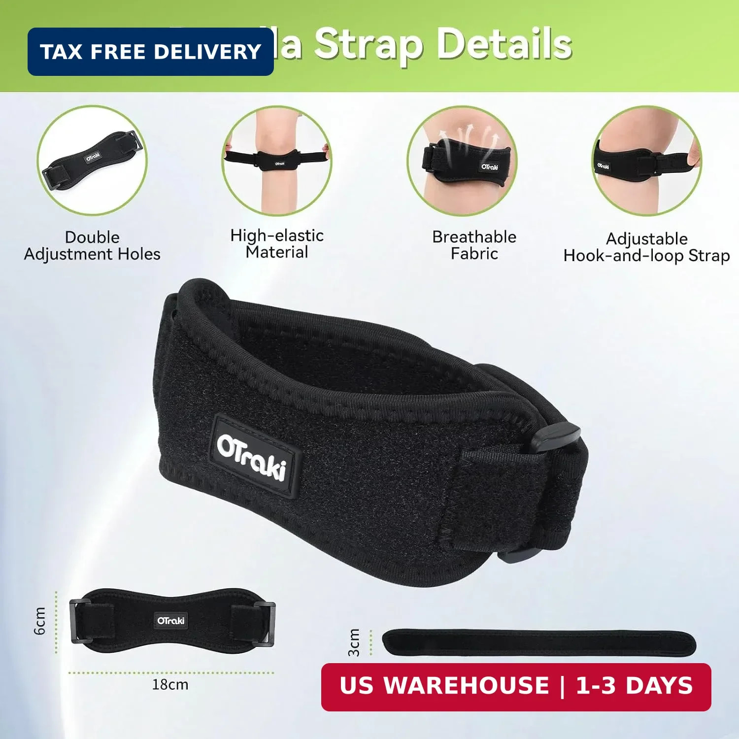 2 Pack Sports Patella Tendon Knee Strap, Lightweight Men Women Patella Knee Brac