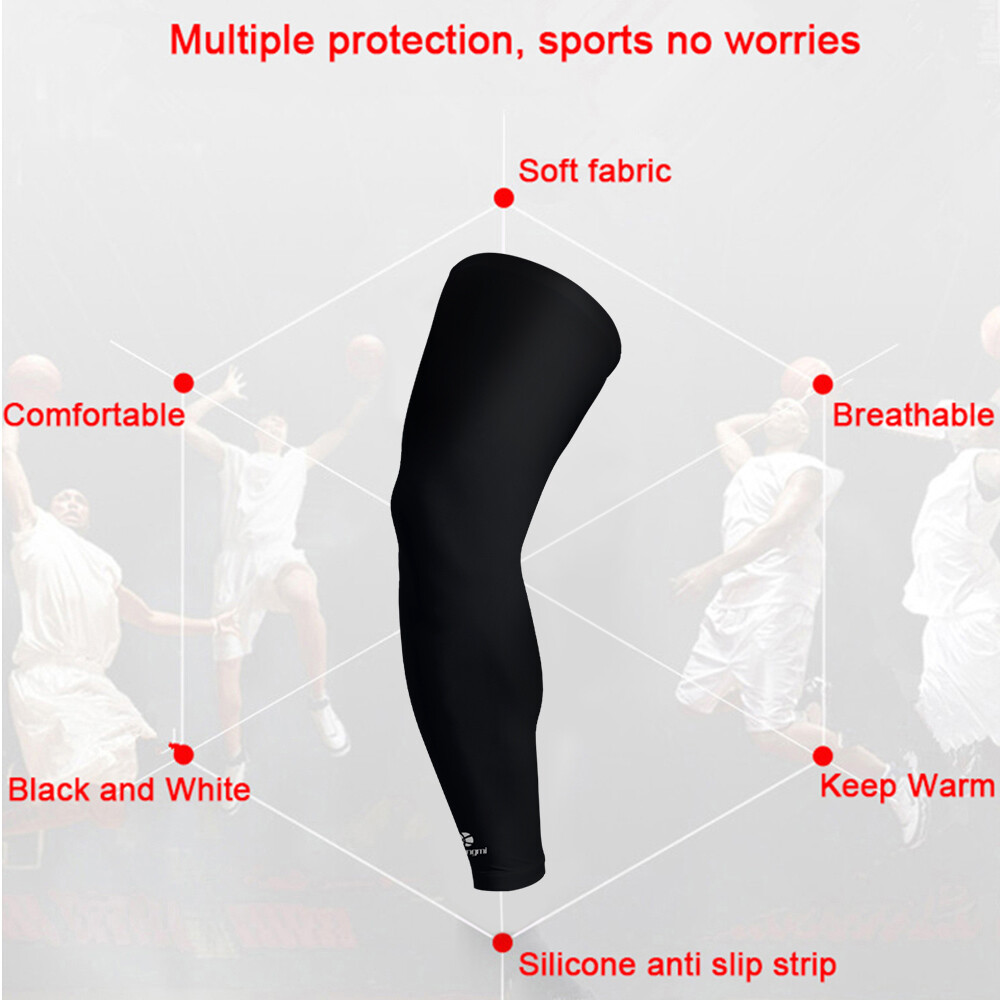 Kuangmi Long Knee Sleeve Compression Shin Guard Brace Support Protector Silk 1X