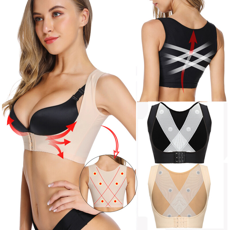 Women Adjustable Shoulder Back Posture Corrector Corset Chest Belt Brace Support