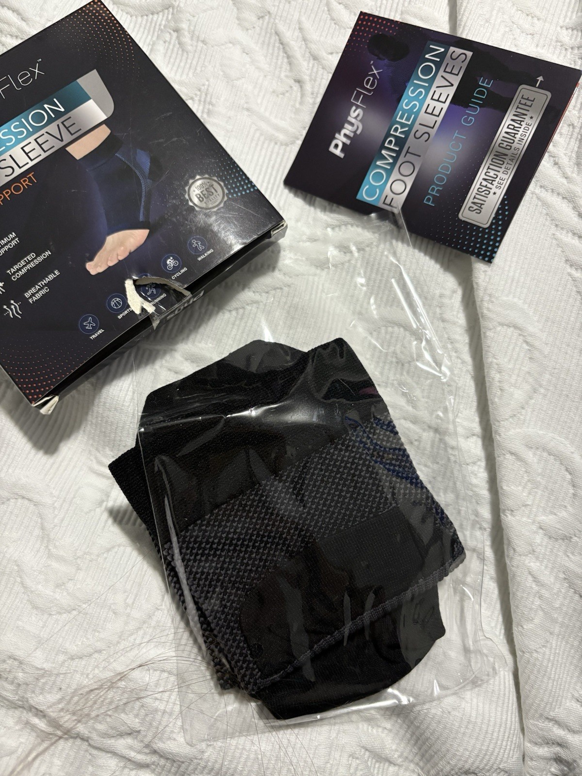 PhysFlex Compression Foot Sleeve Arch Support Breathable Black Size M