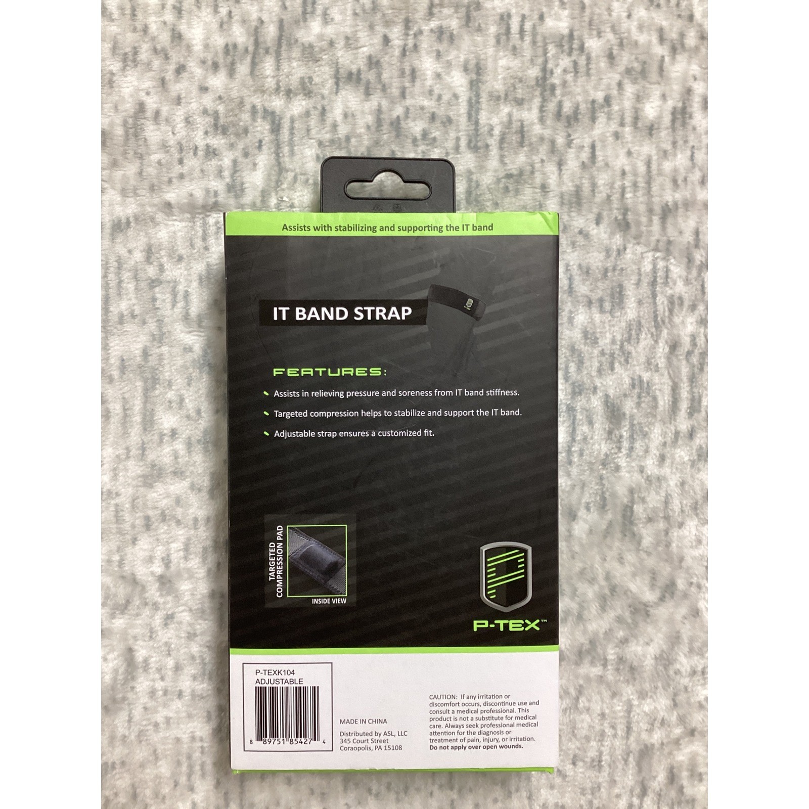P-TEX IT Band Strap Adjustable Compression Knee Support Black P-TEXK104 OSFM