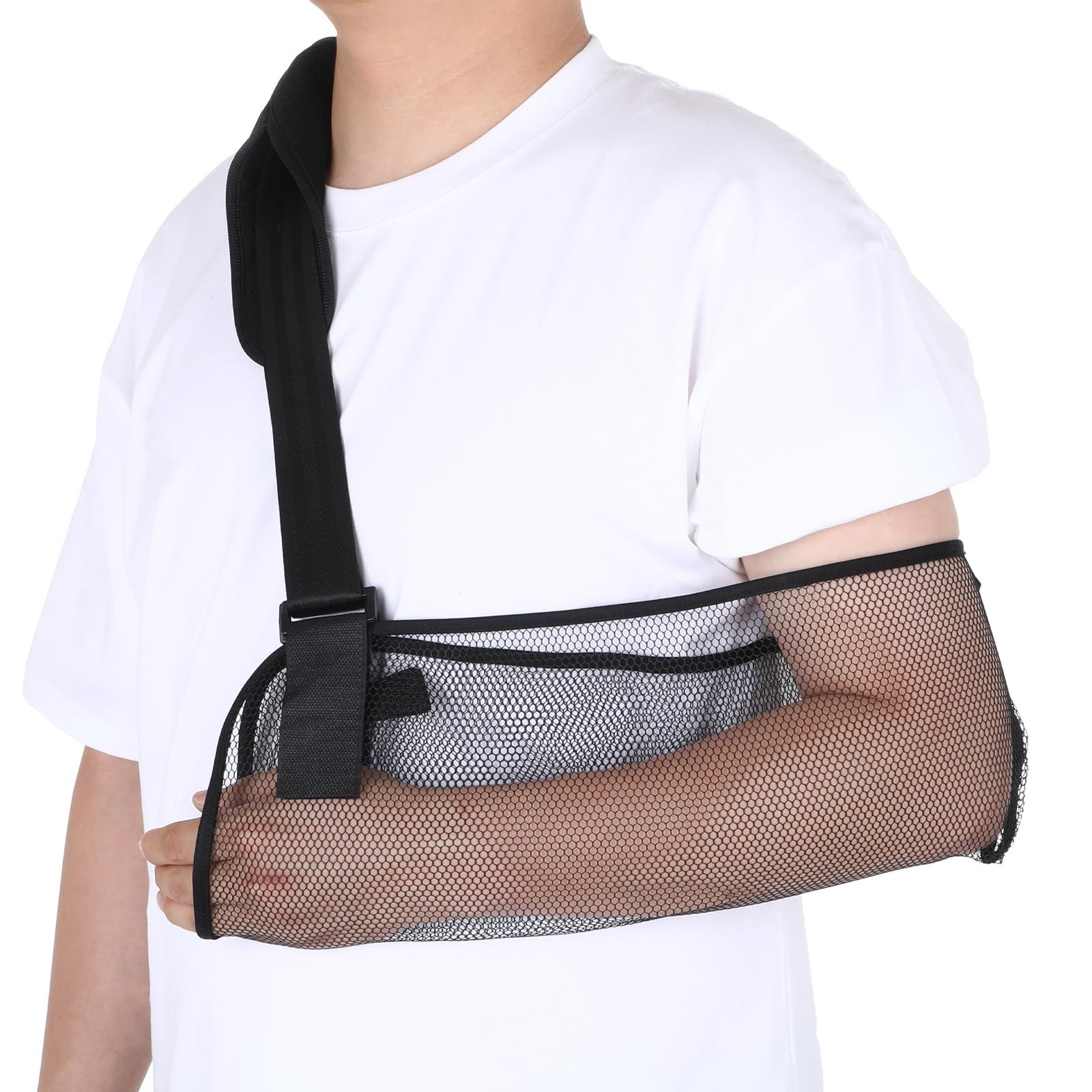 Black Mesh Arm Shoulder Sling Breathable Immobilizer Shower Adjustable