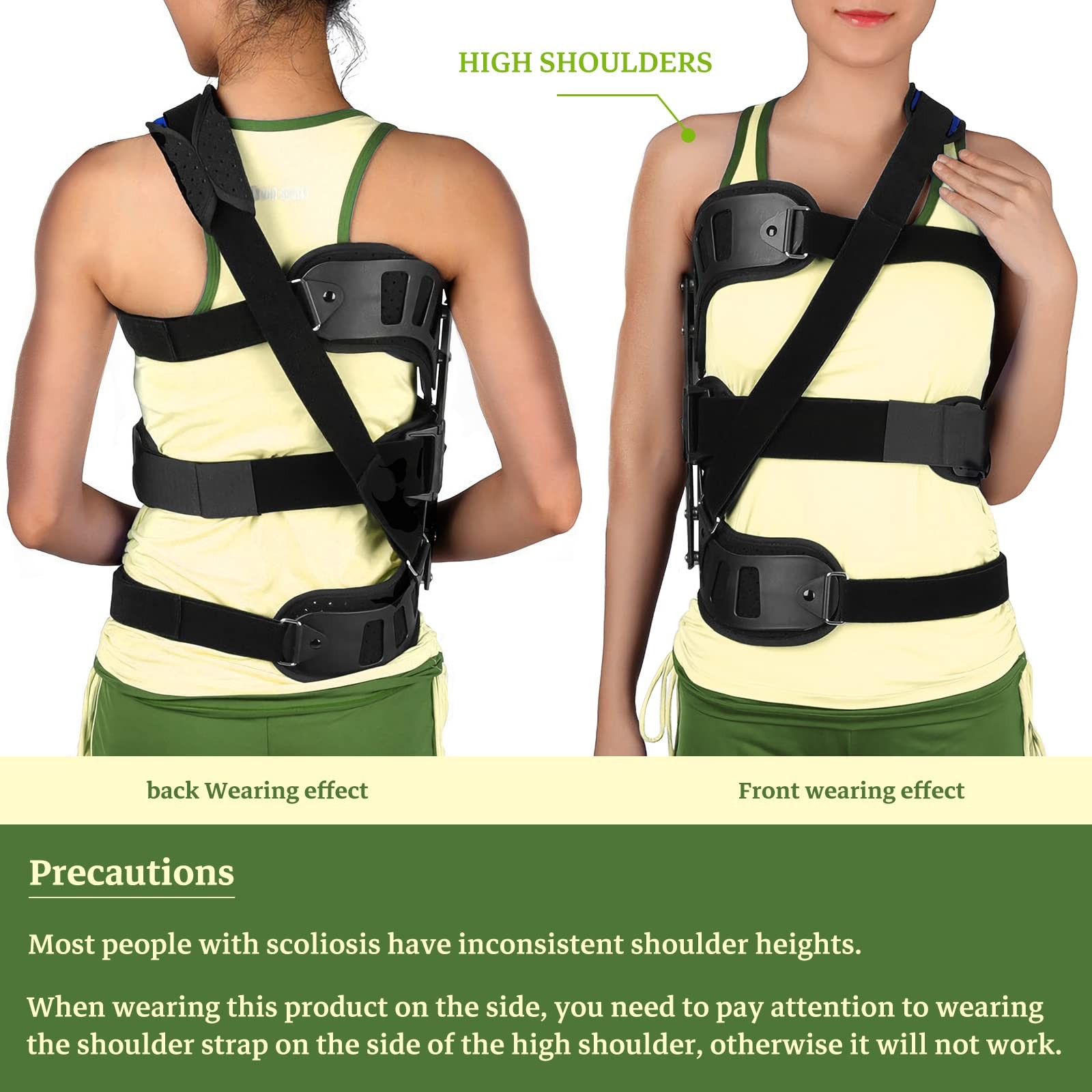 ZHUNPOCT Adjustable Scoliosis Back Brace Cervical Support BO12