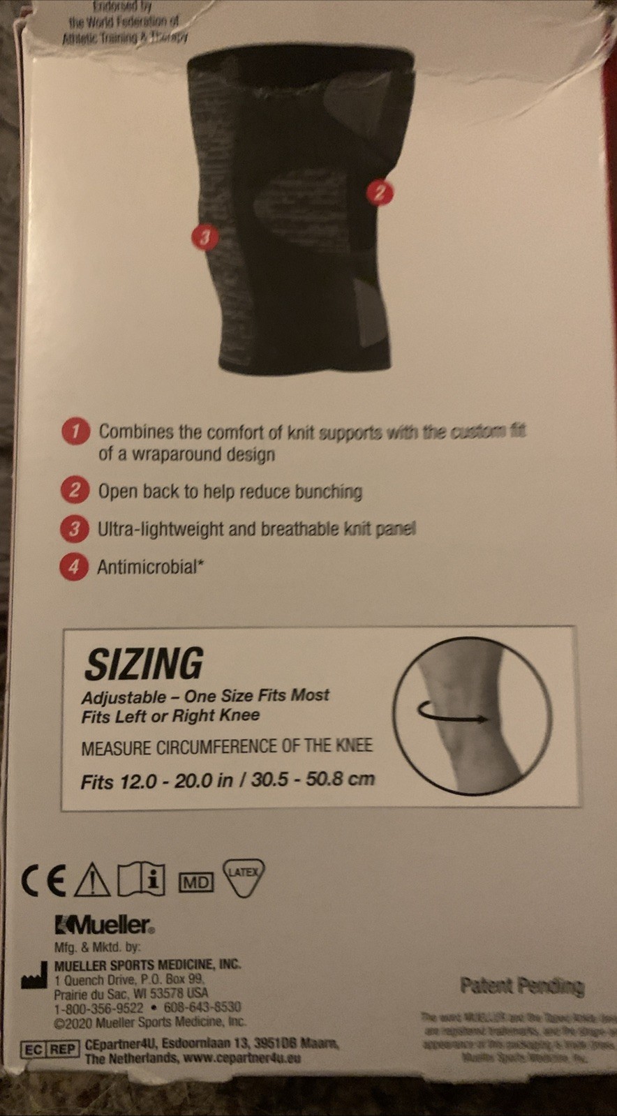 Mueller Hybrid Wraparound Knee Support Black One Size