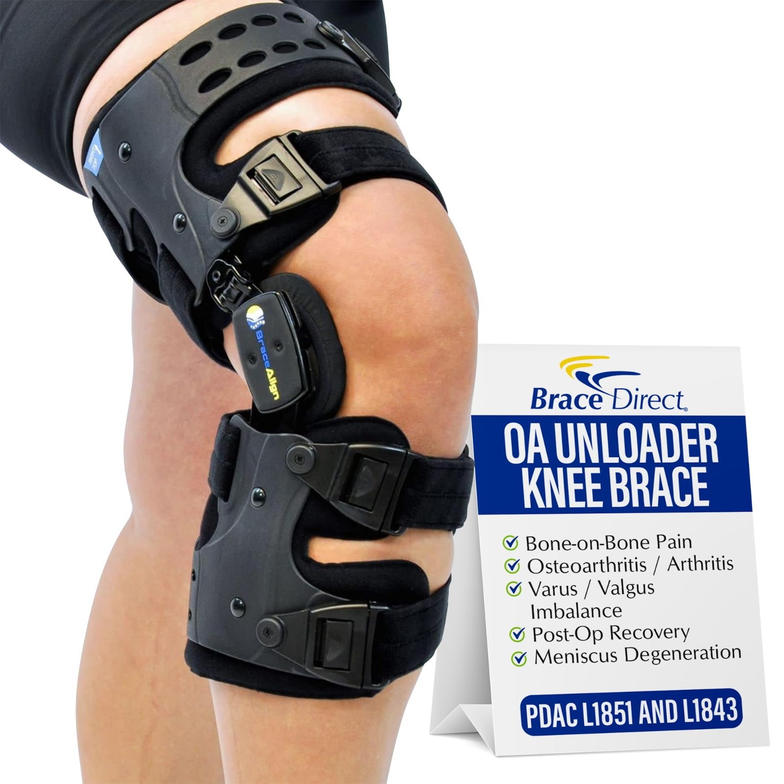 Brace Align OA ROM Unloader Knee Adjustable Offloading(Left – Thigh up to 30 in)