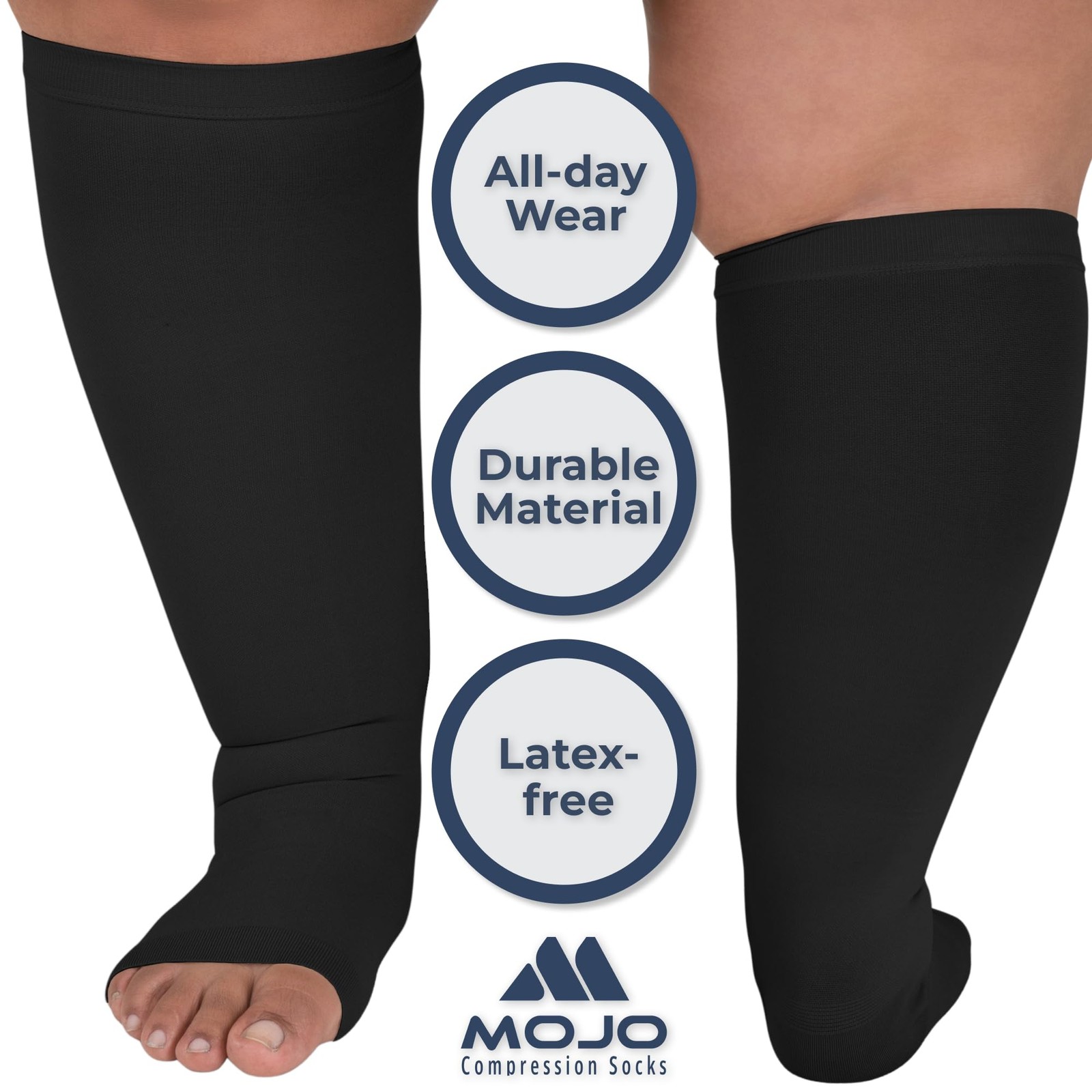 Mojo Toeless Compression Socks Women Men 20-30 mmHg Open Toe AB211