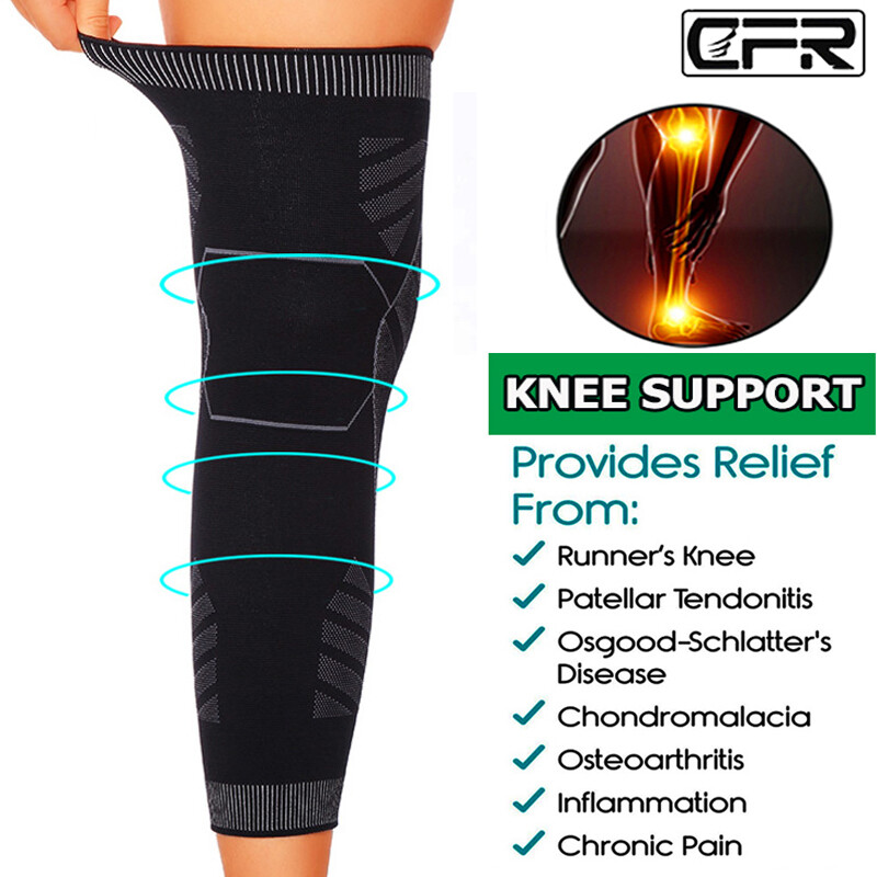 Full Leg Sleeve Knee Support Brace Compression Meniscus Tear Arthritis Pain Gym