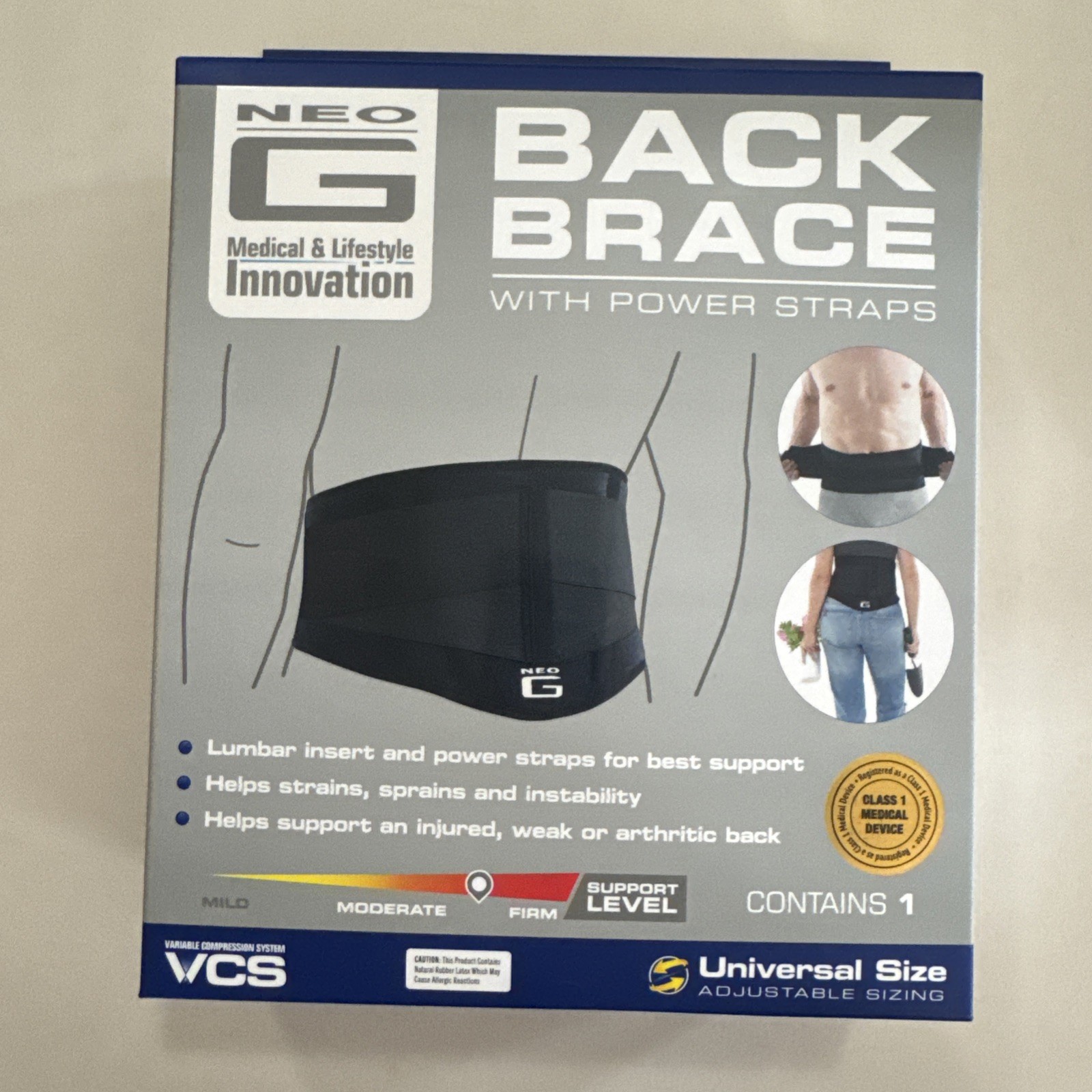 Neo-G Back Brace with Power Straps New