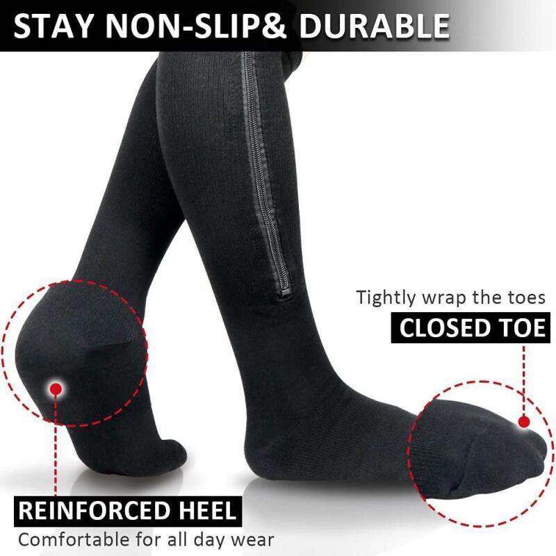 1 Pairs Zipper Compression Socks Men Women Stockings Support Graduated 20-30mmH