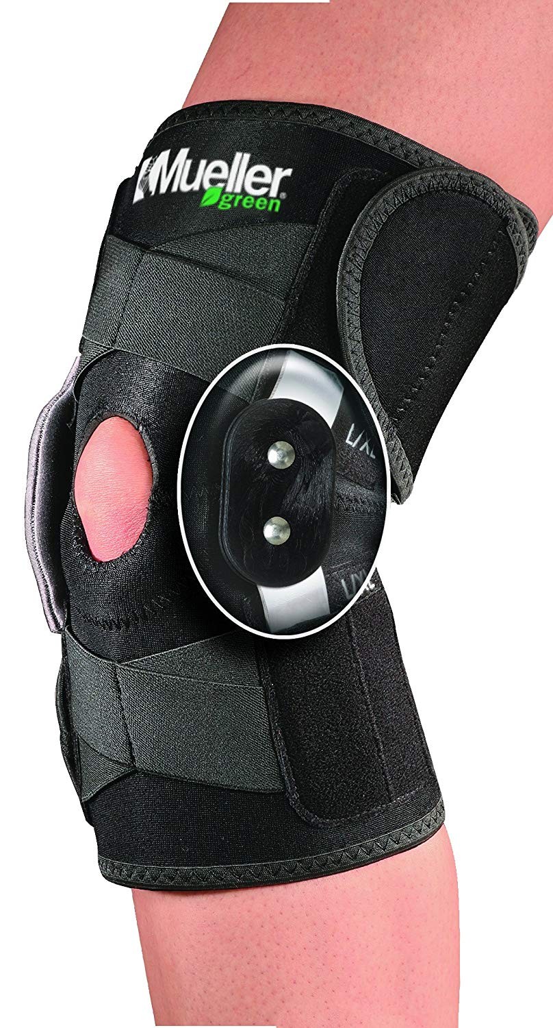 Mueller Adjustable Hinged Wraparound Knee Brace Green Line # 86455 OSFM
