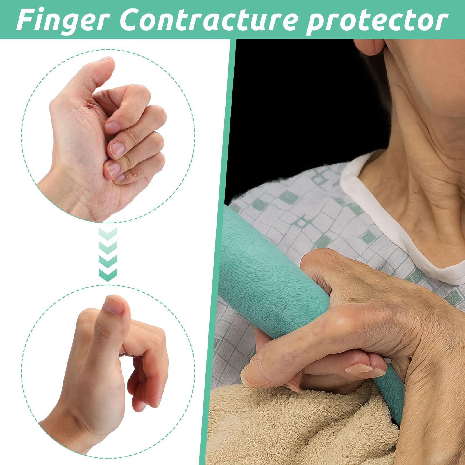 2 PCS Palm Protector Hand Carrot Finger Contracture Cushion Light Green