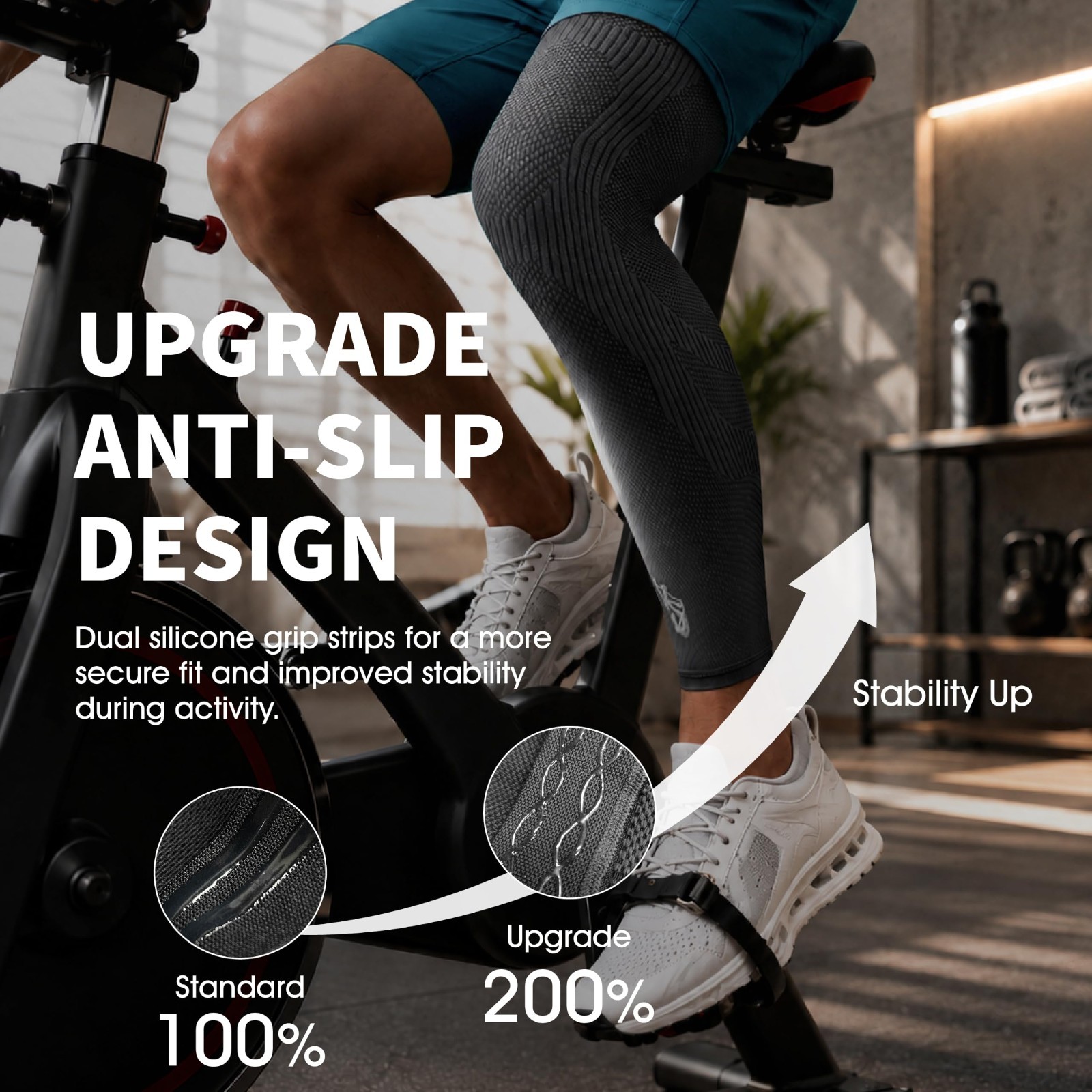 Graphene Full Leg Compression Sleeve for Knee Pain Relief, Swelling & Circulatio