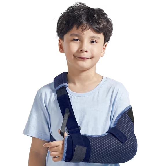 Kids Arm Sling Shoulder Immobilizer with Waist Strap -Ventilated Blue Left XS