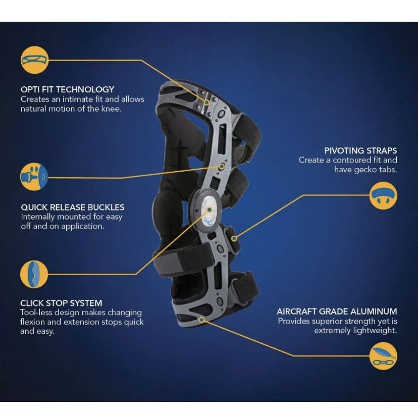 United Ortho 300541-08 Functional ACL Knee Support Brace, Right Leg, x Large