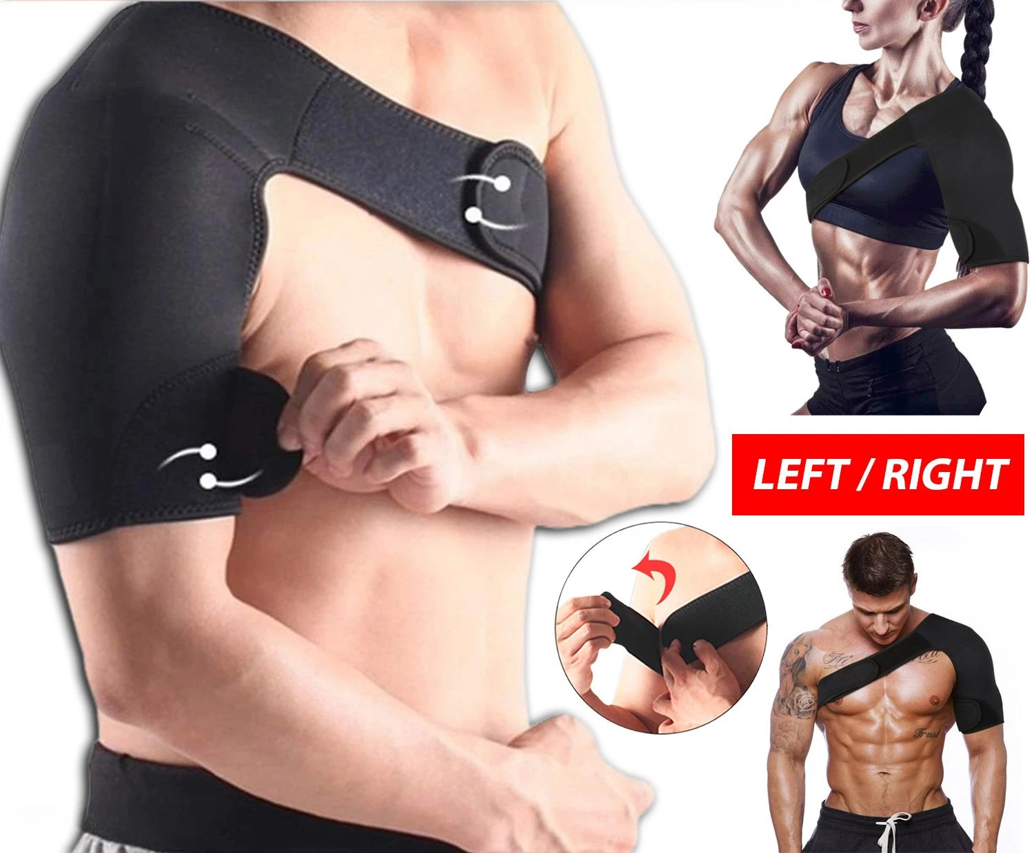 Shoulder Brace Support Compression Sleeve Torn Rotator Cuff Relief Unisex Black
