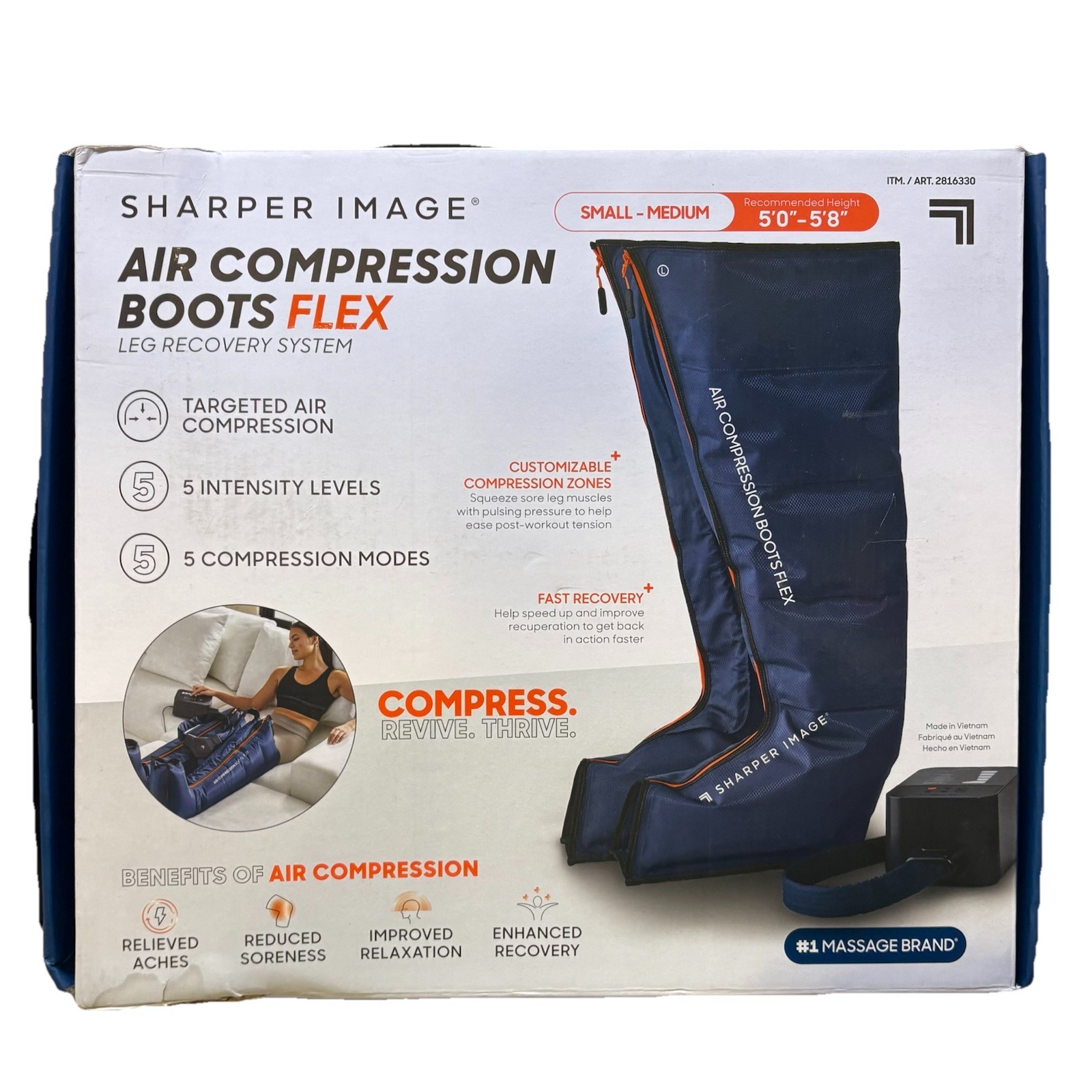 SHARPER IMAGE AIR COMPRESSION Flex BOOTS Small/Medium Blue