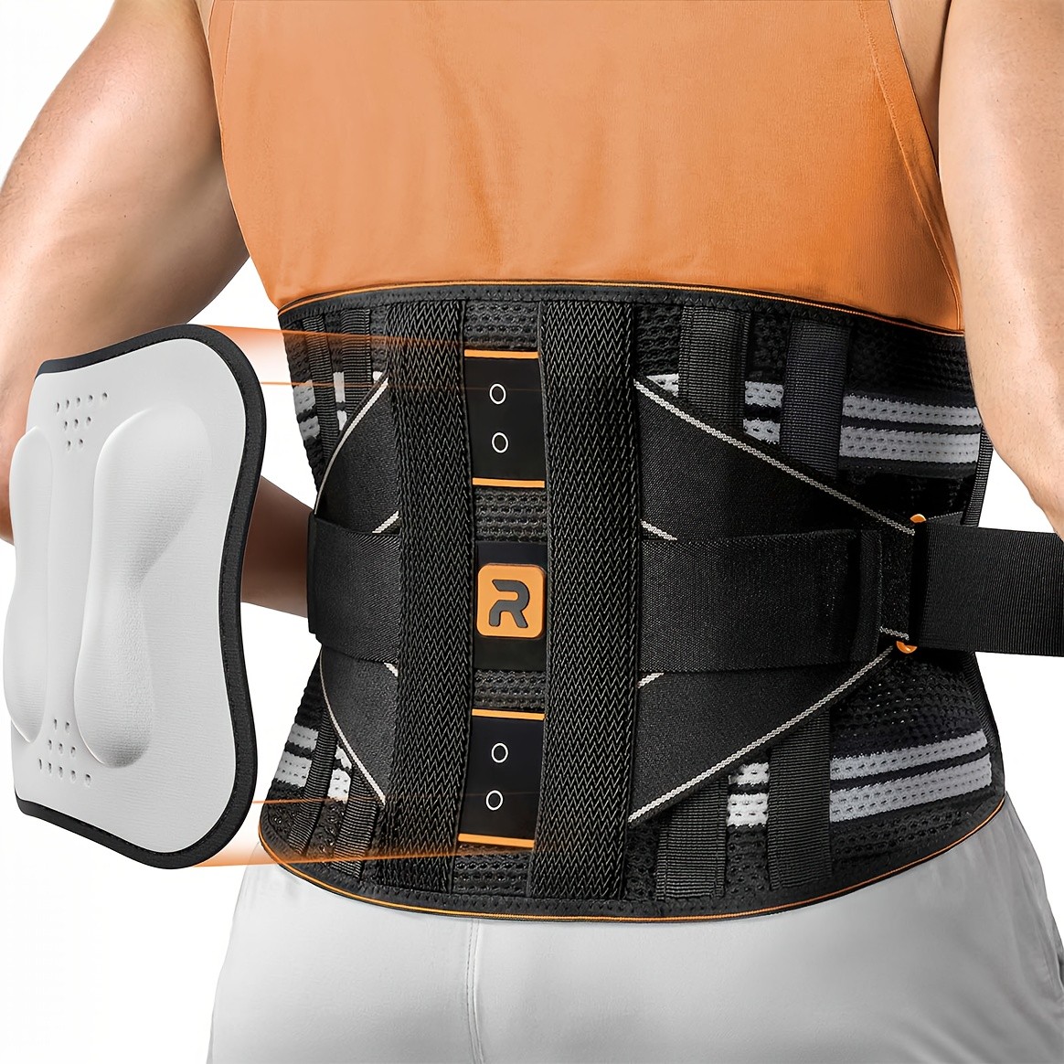 8X Powerful Lumbar Support Back Brace with Massage Pad – Breathable Lower Back S