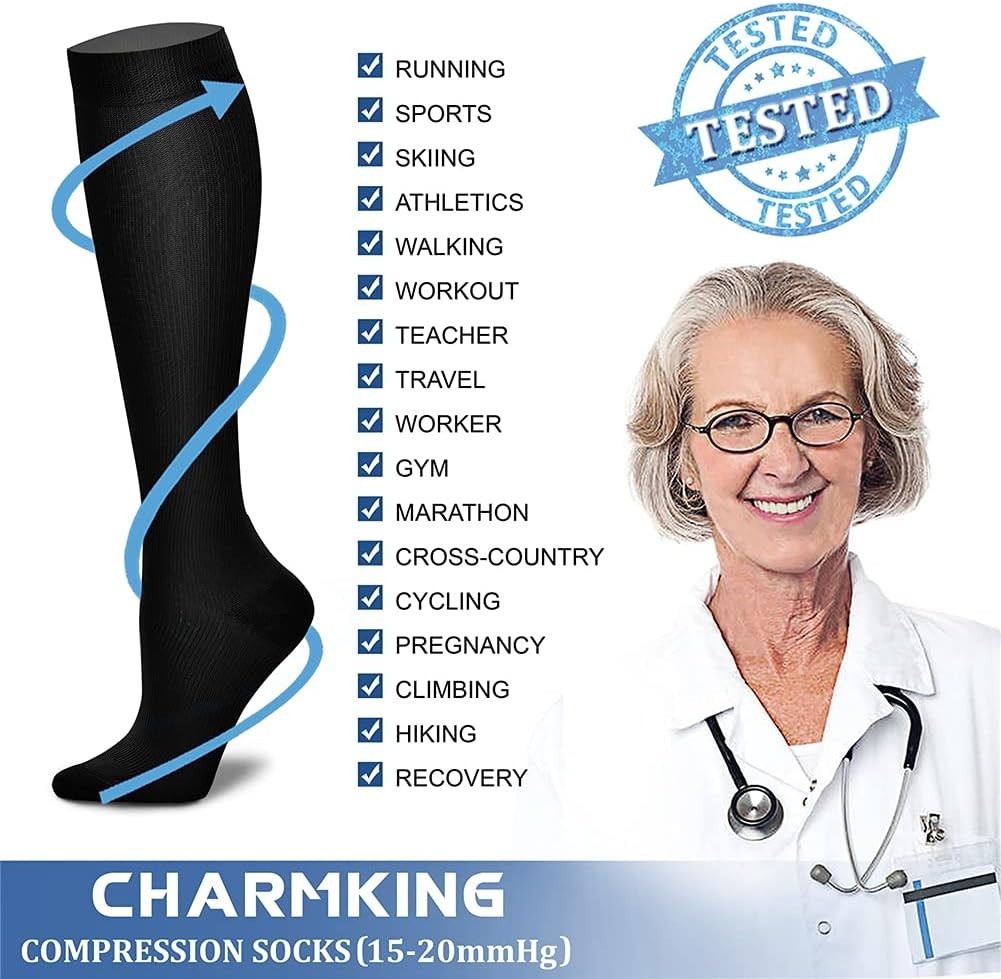 Athletic Compression Socks for Men & Women – 3 Pairs 15-20 mmHg Support