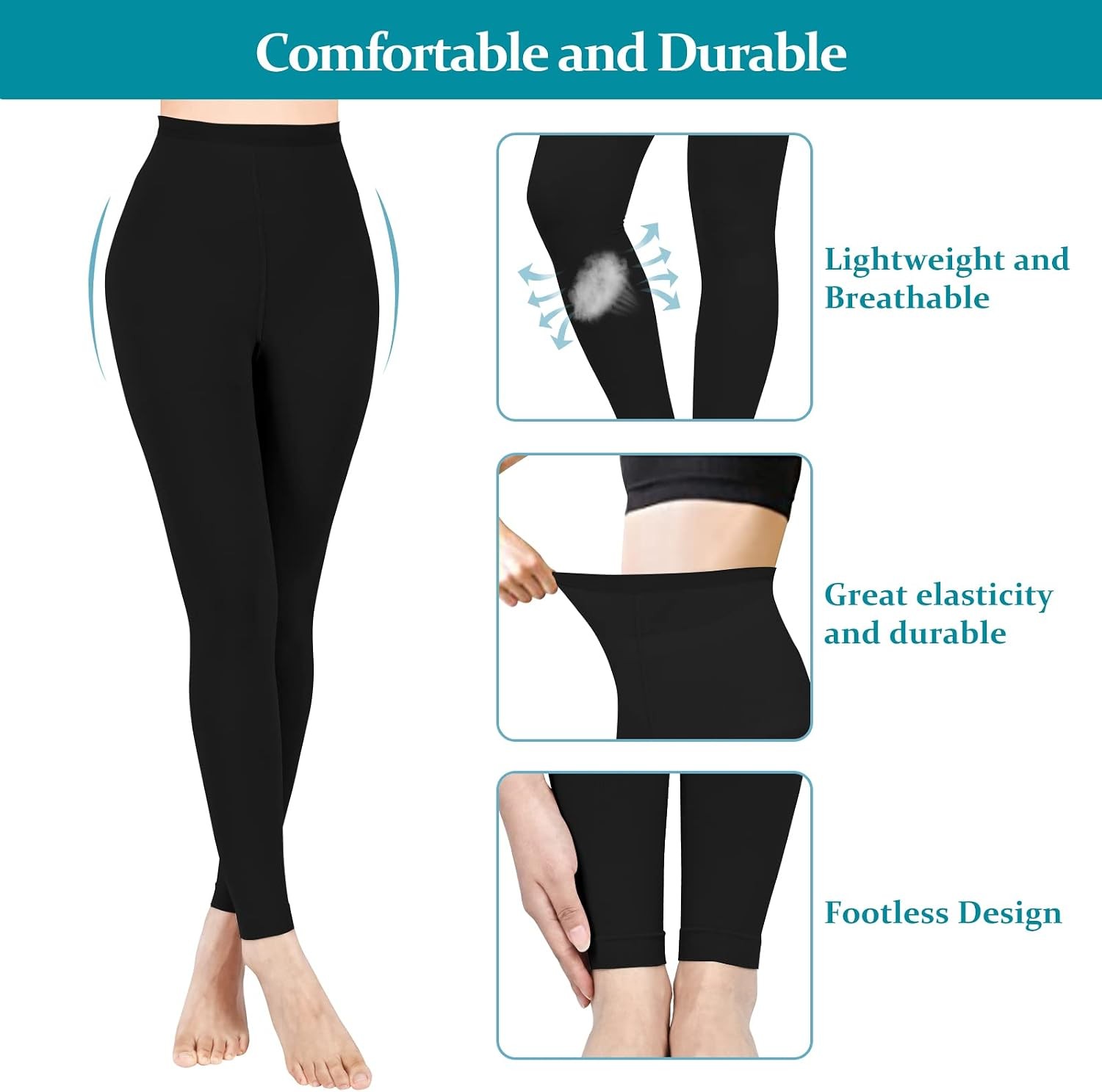 15-20 mmHg Footless Compression Pantyhose Women Men