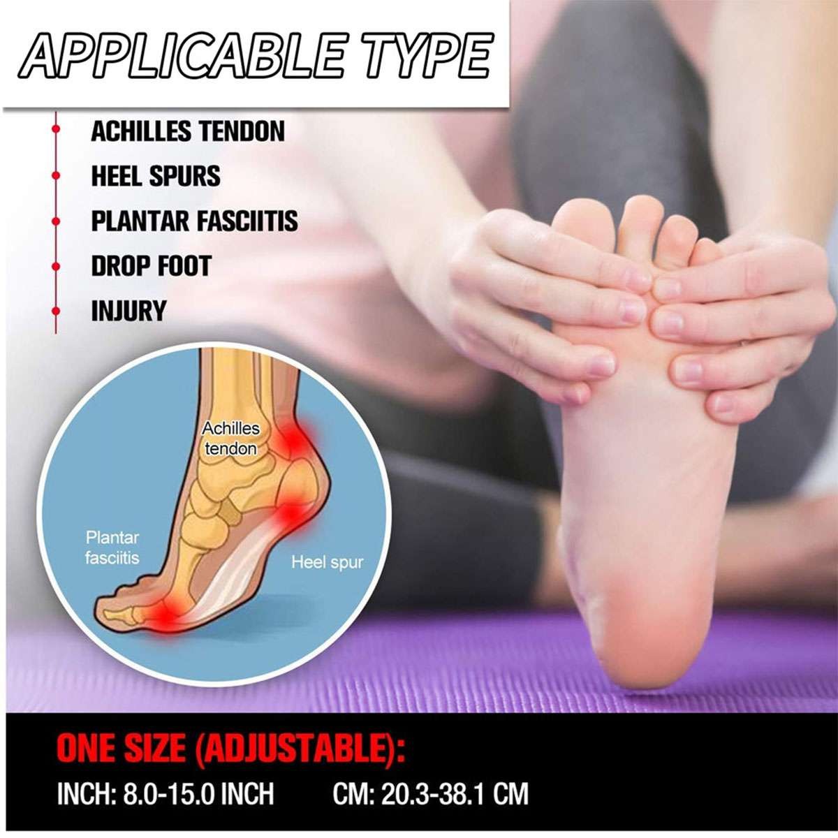 Night Splint Dorsal Foot Brace Plantar Fasciitis Drop Sprain Support Pain Relief