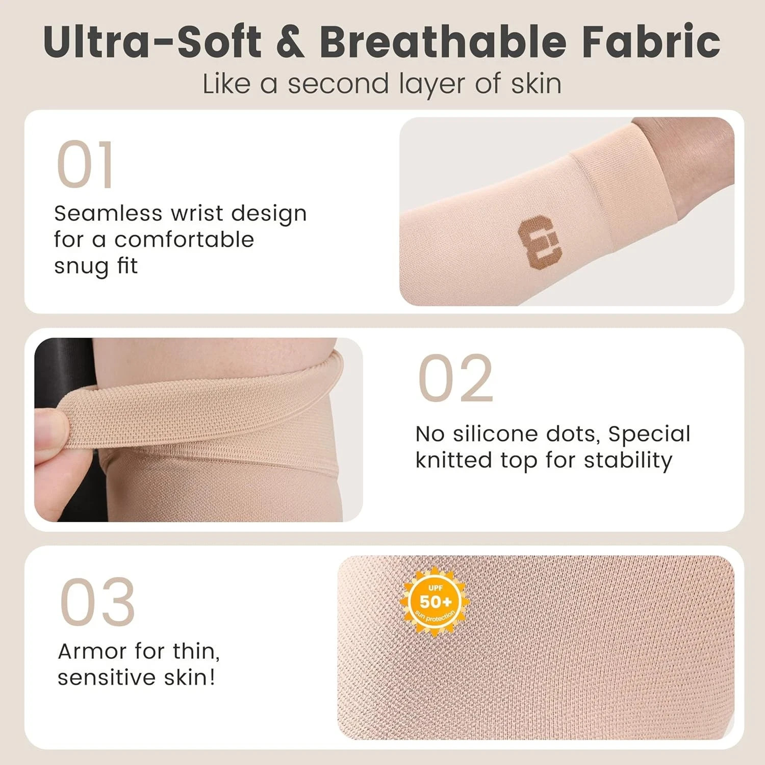 Single Beige XXL,ymphedema Compression Arm Sleeve for Women Men, Opaque, 15-20 M