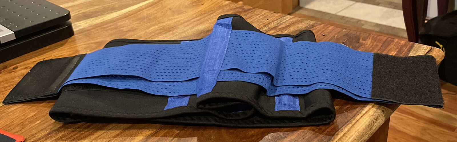 Adjustable Back Brace, Black And Blue Size Large