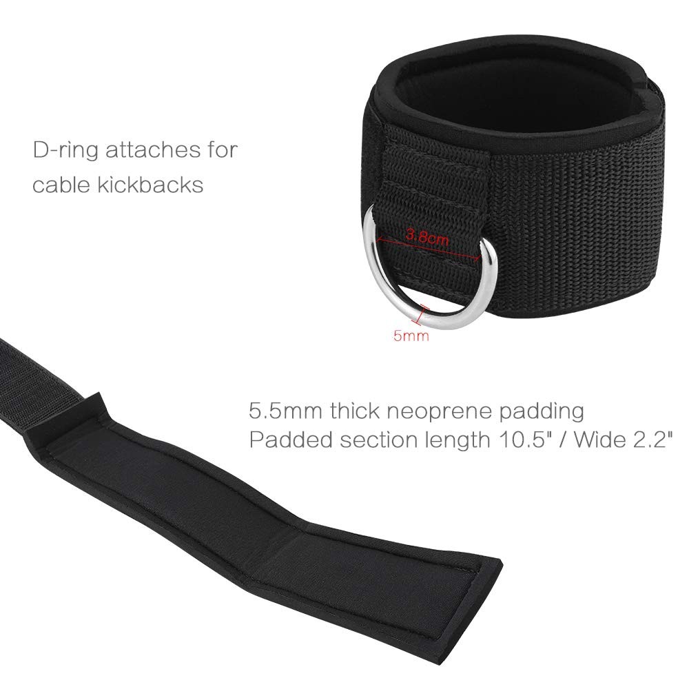 Adjustable Ankle Wrist Cuffs,Padded Straps For Cable Machine Leg Exercises,Black