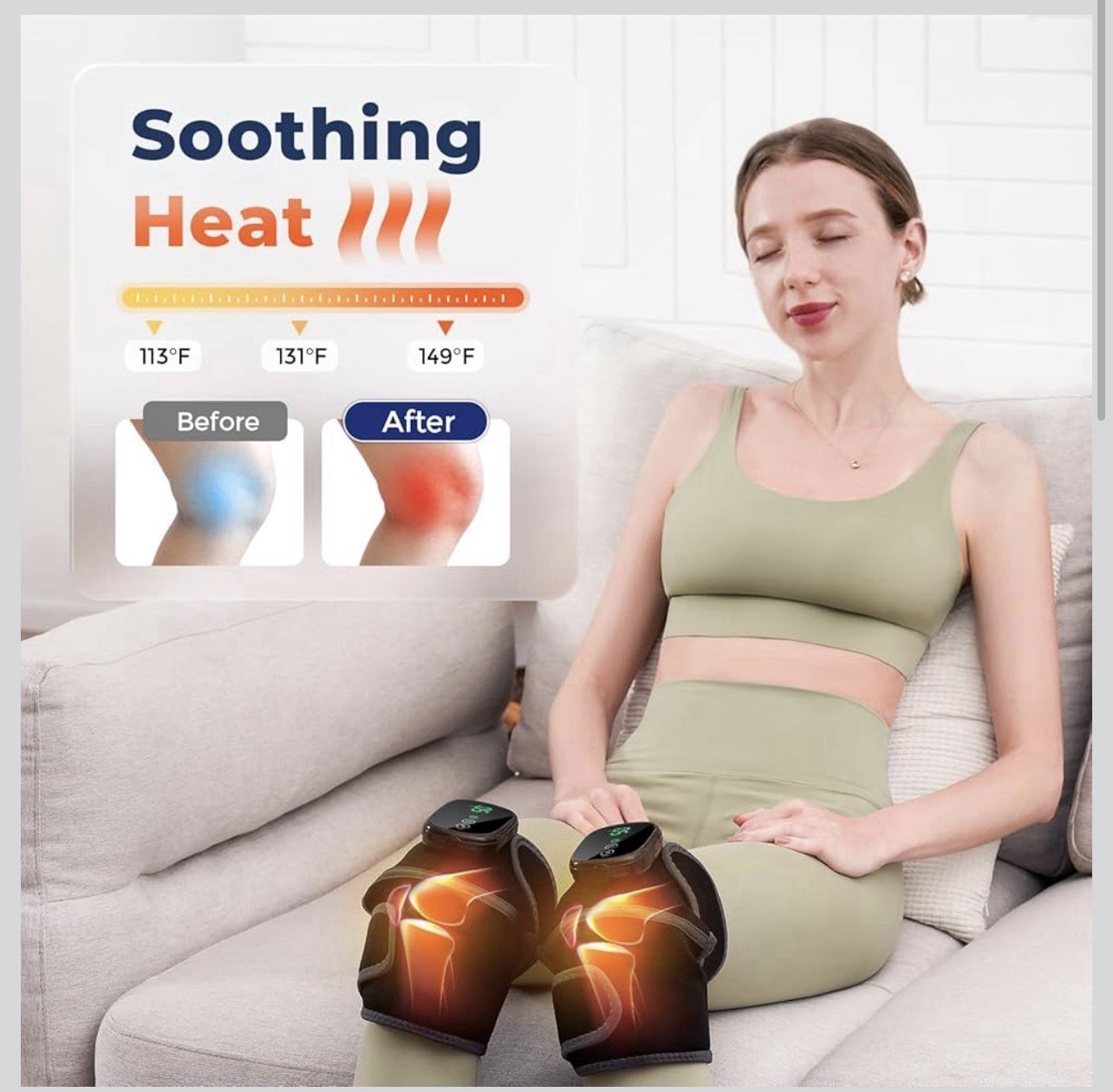 HOMRELEXA Cordless Heated Knee Massager, 3in1 Heating Pad with 3 Vibration an…