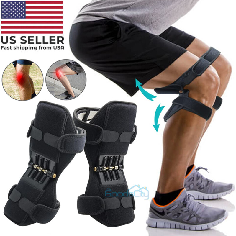 1/ 2Pcs Joint Support Brace Knee Pads Booster Lift Squat Sports Spring Force US