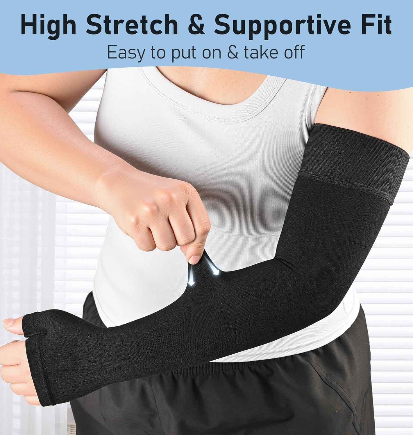 KEKING Lymphedema Compression Arm Sleeve with Gauntlet, 15-20 mmHg Graduated …