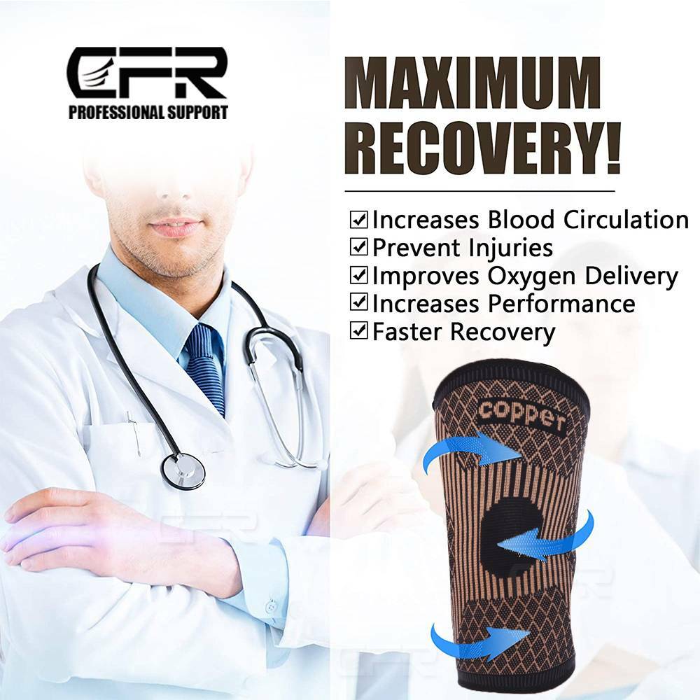 Copper Infused Knee Brace Support Stabilizer Patella Compression Sleeve Wrap CFR