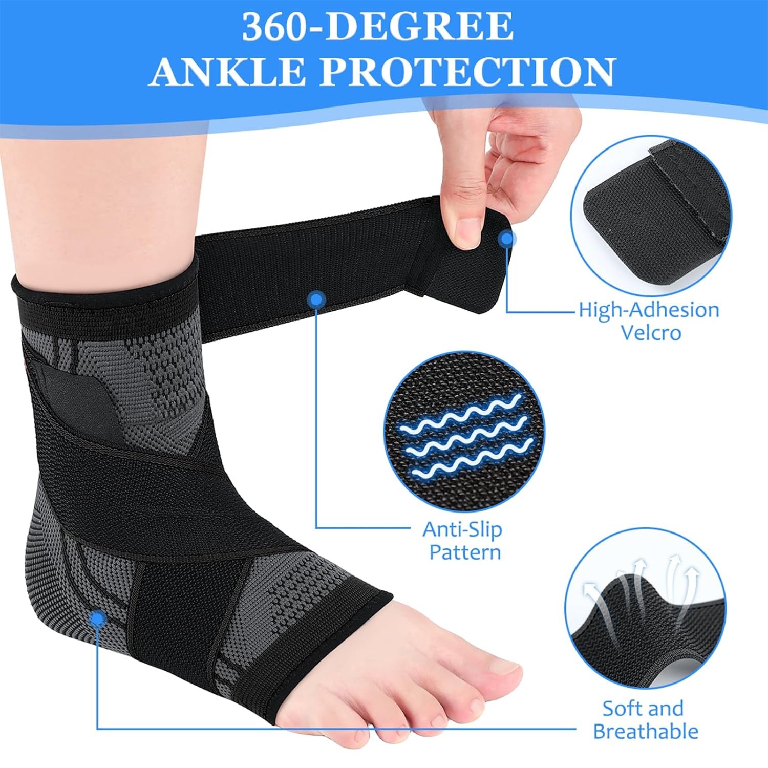 Ankle Support Brace Compression Sleeve Plantar Fasciitis Pain Relief Foot Wrap