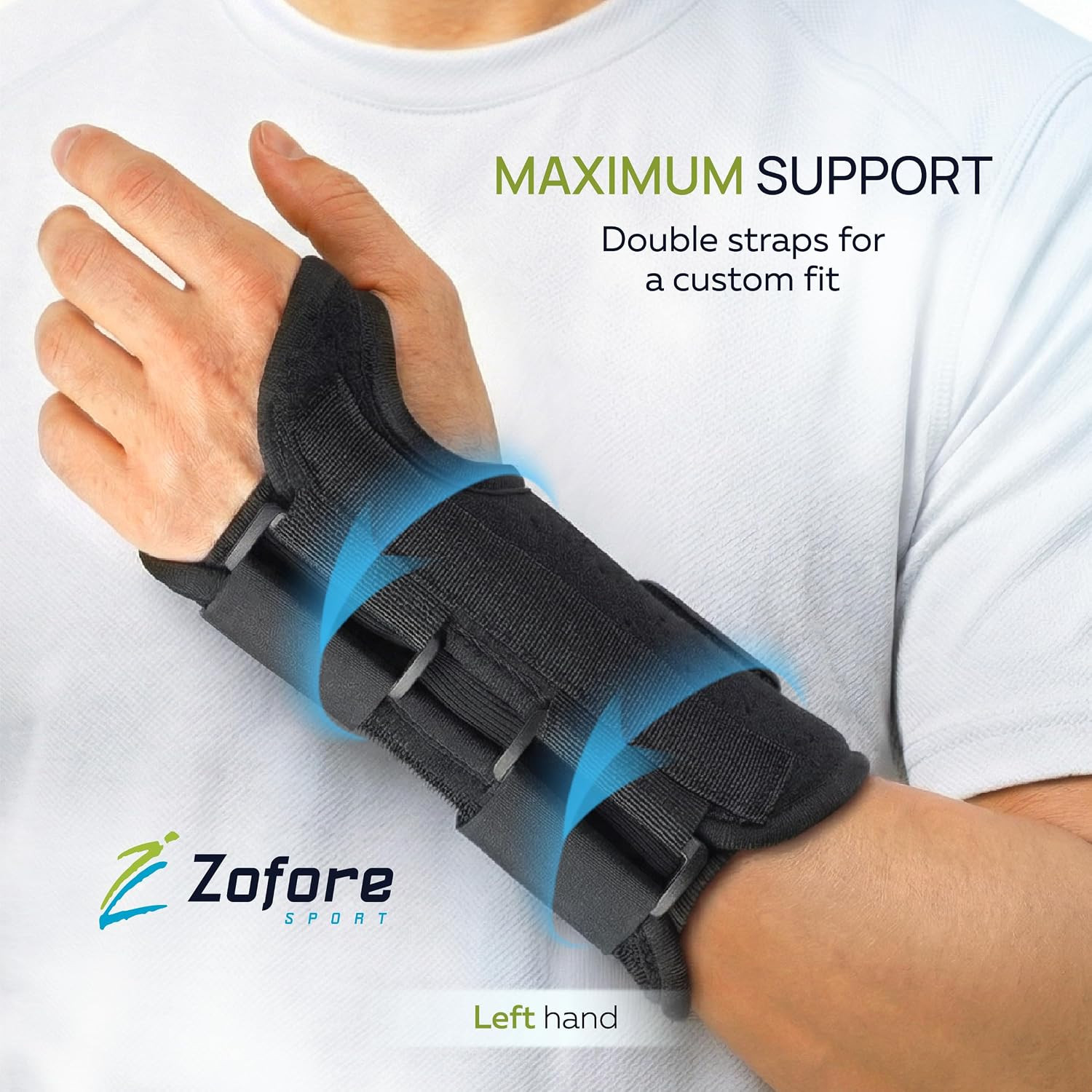 Carpal Tunnel Wrist Brace Support with 2 Straps and Metal Splint Stabilizer – He