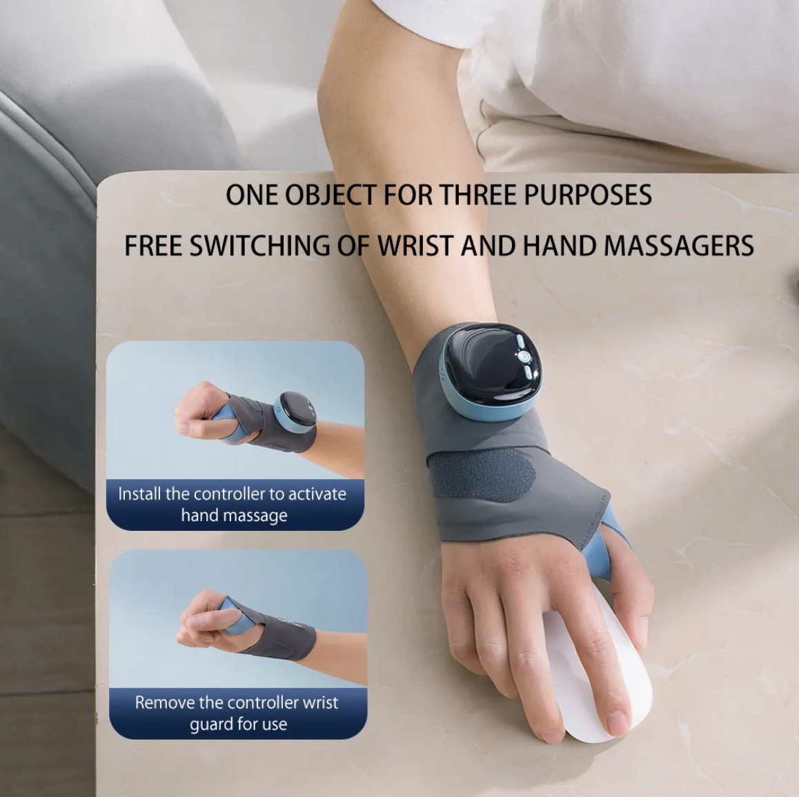 TENS Hand Splint Carpal Tunnel Hot Compress Electric Massage Fitness Wrist Brace