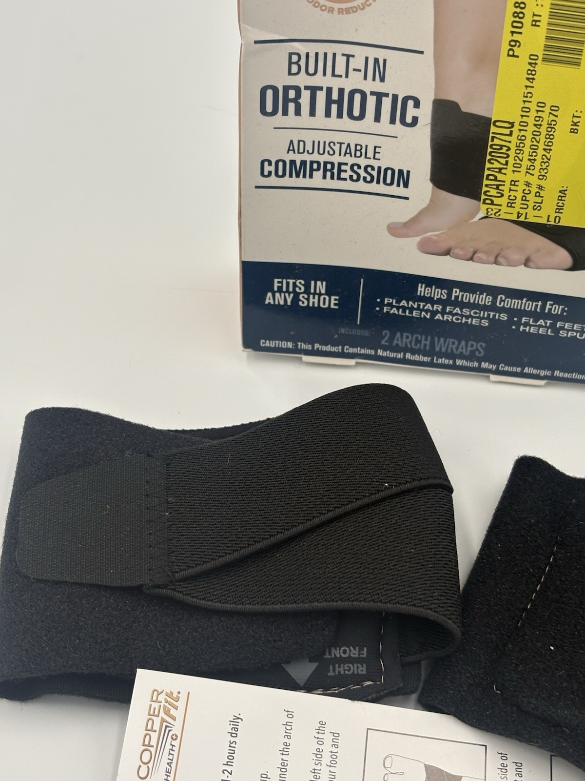 Copper Fit Health Unisex Arch Relief Plus with Built-In Orthotic Support – Black