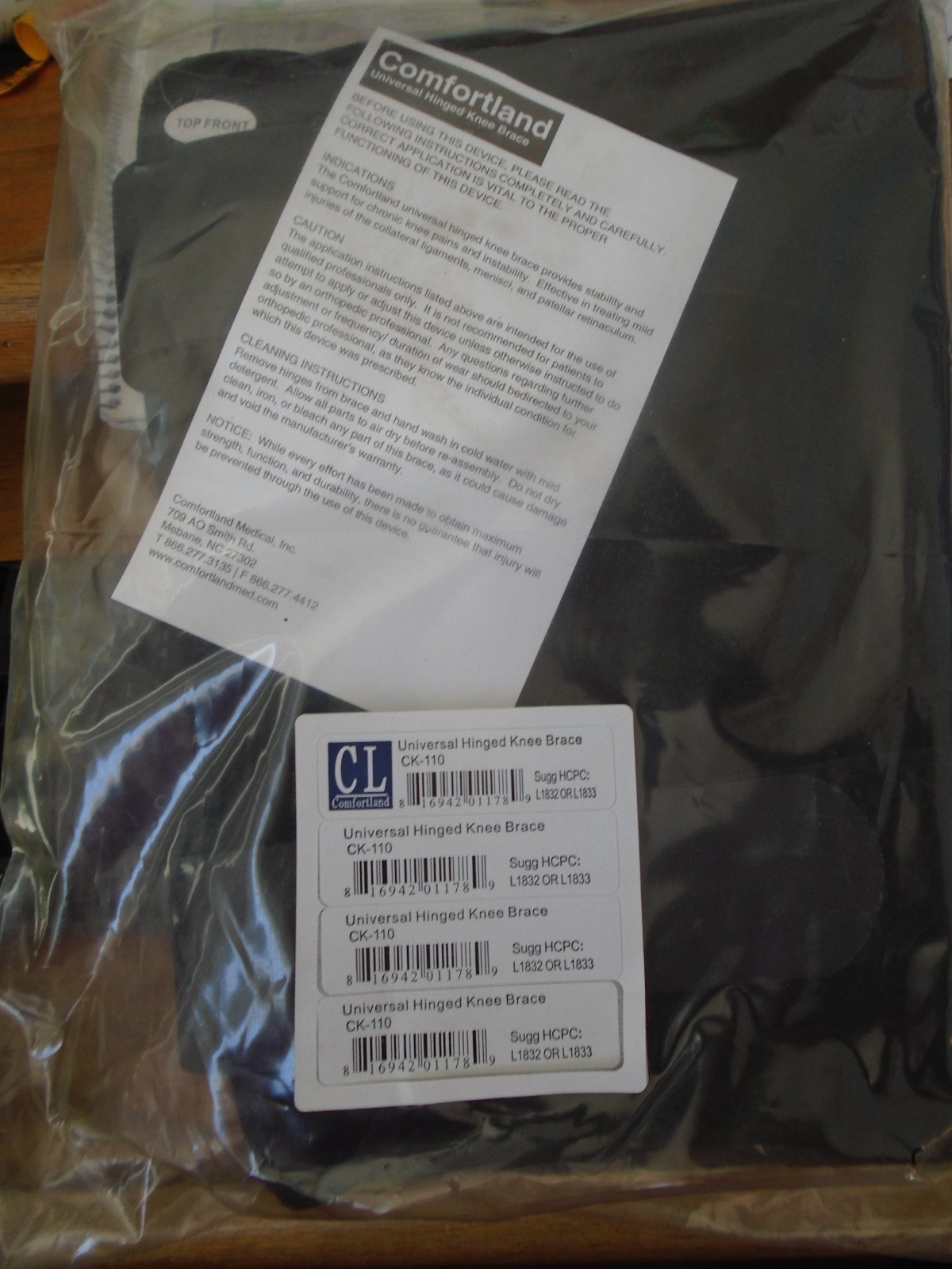 Comfortland Universal Hinged Knee Brace Standard Adult Size CK-110 NIP
