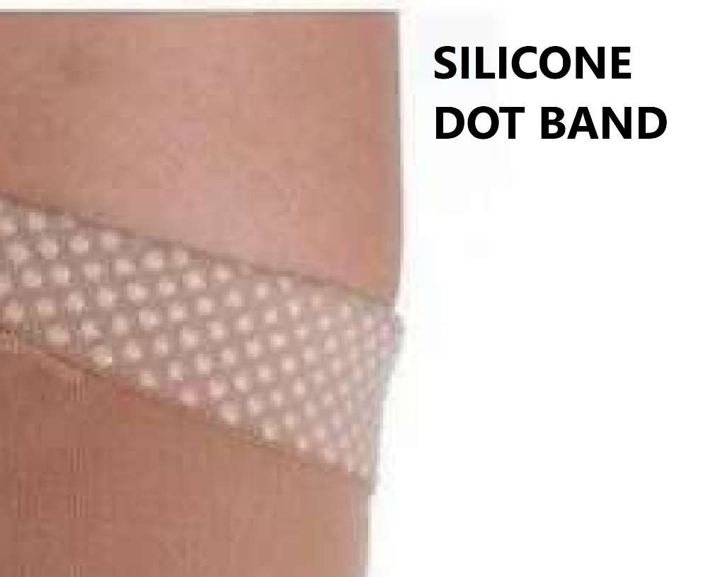 Juzo Soft Thigh High With Silicone Dot Band 30-40mmHg Closed Toe, I, Black