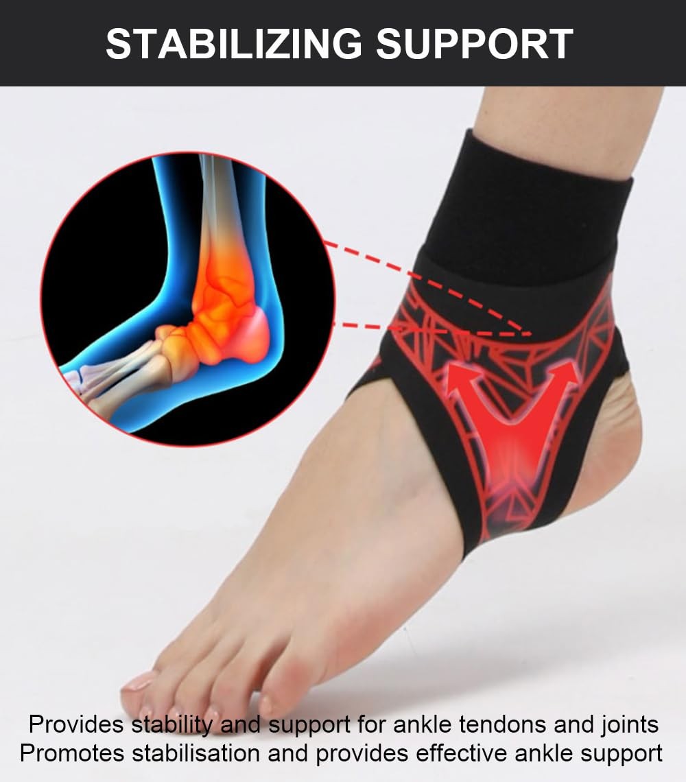 Ankle Brace Elastic Support Compression Sleeve Plantar Fasciitis Pink S/M 2 PCS