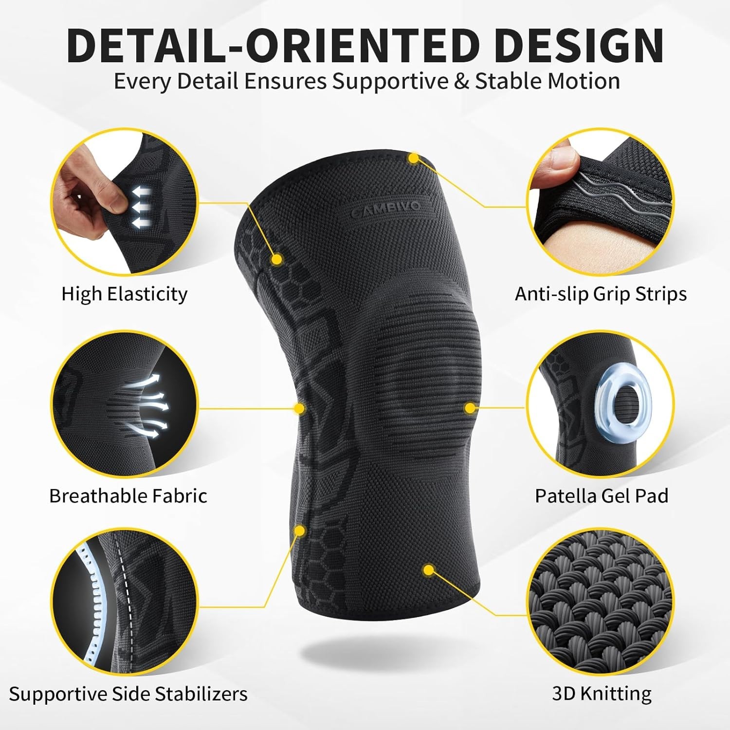 2-Pack Compression Knee Brace with Gel Pad – Pain Relief for Active Adults