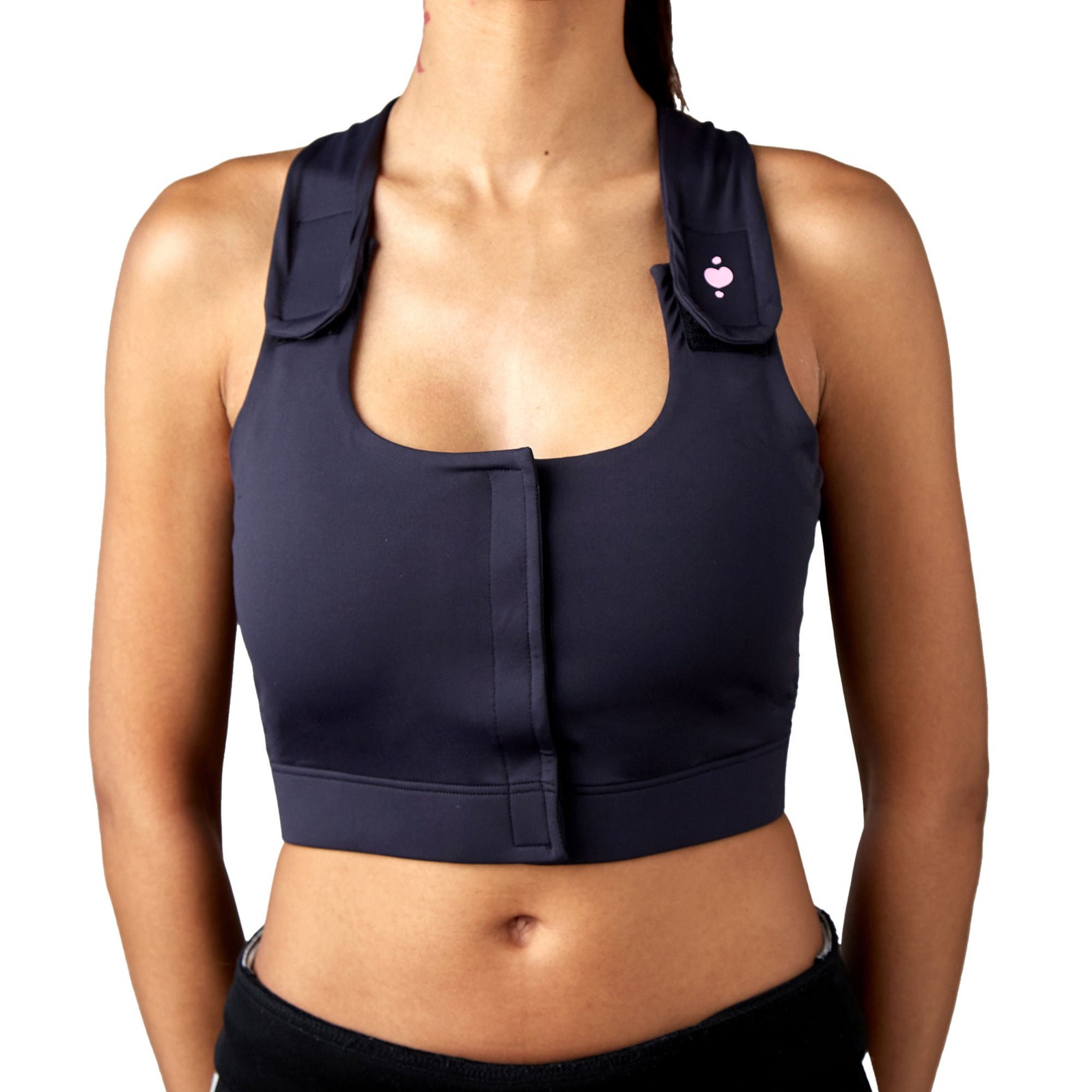 heart&core Serena Bra Post-Surgery Comfortable Racerback Pockets Black XS