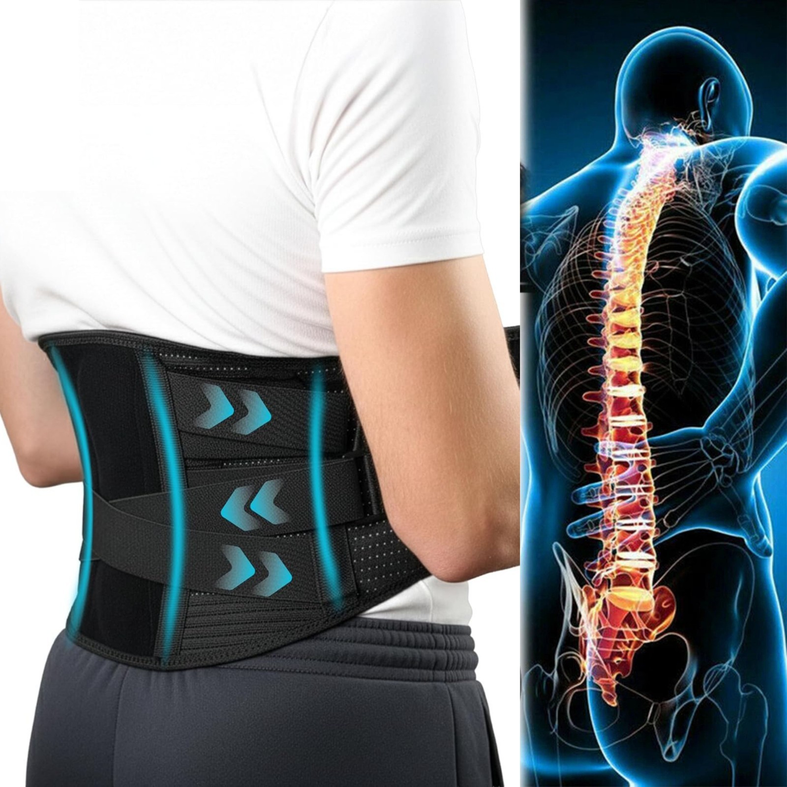 Caspe Back Brace Lower Back Pain Relief Lumbar Support Belt Waist Pain Relief