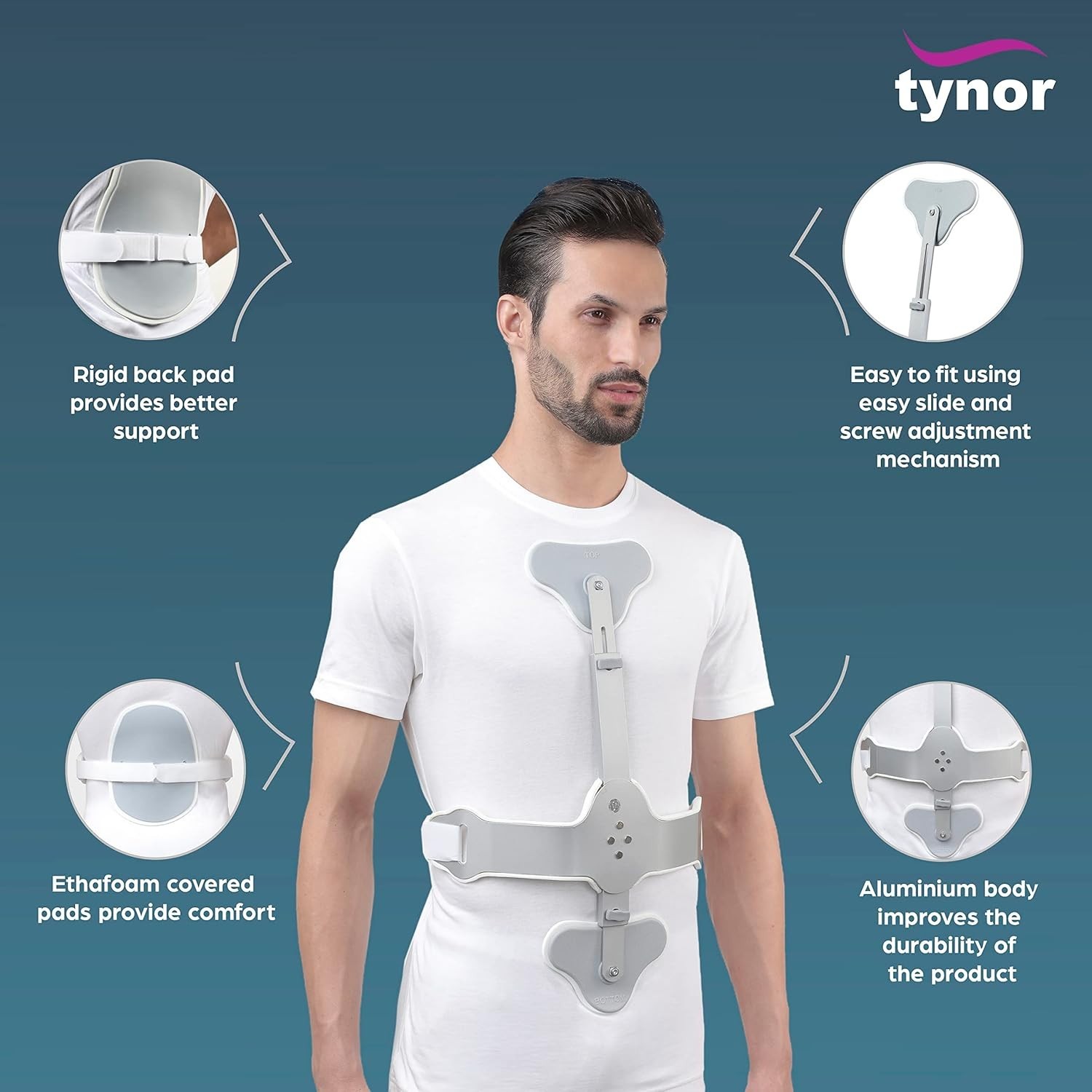 Tynor Aluminium Hyper Extension Brace Ash Brace Healthcare Rehabitalization