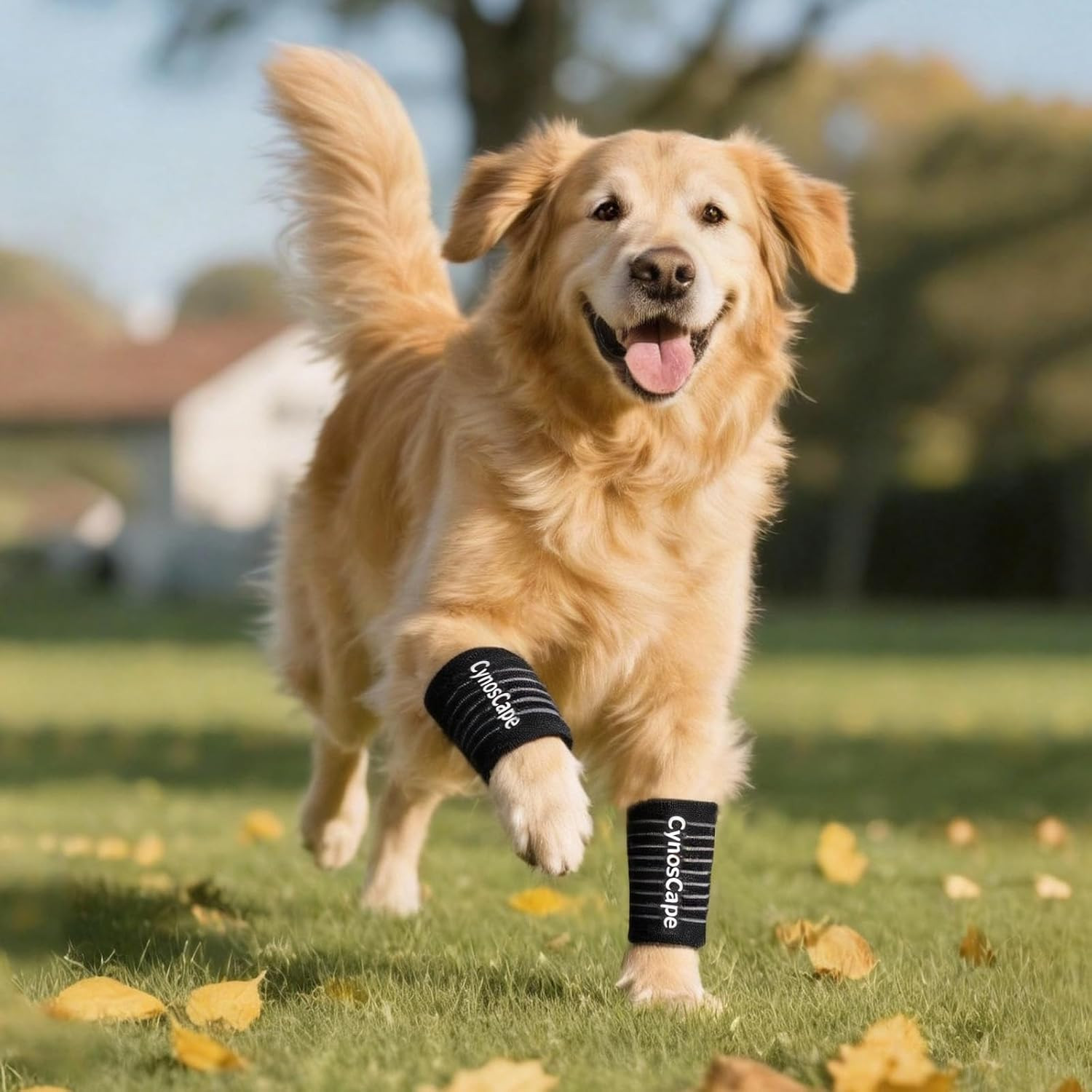 Dog Leg Brace, Black Compression Support Wraps for Front or Rear Legs with Strec