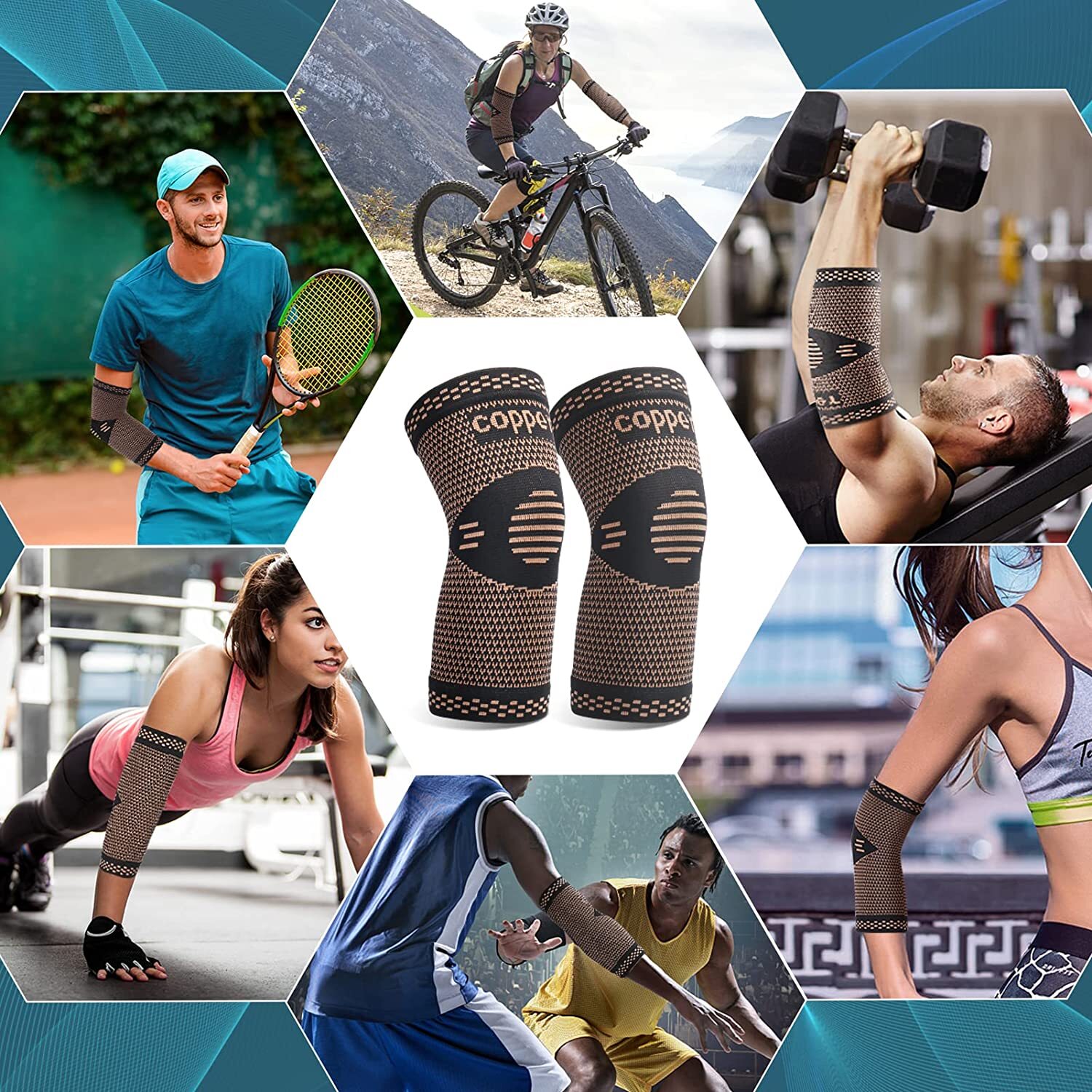 Copper Elbow Support Compression Sleeve Reduces Strain & Swelling Tendonitis