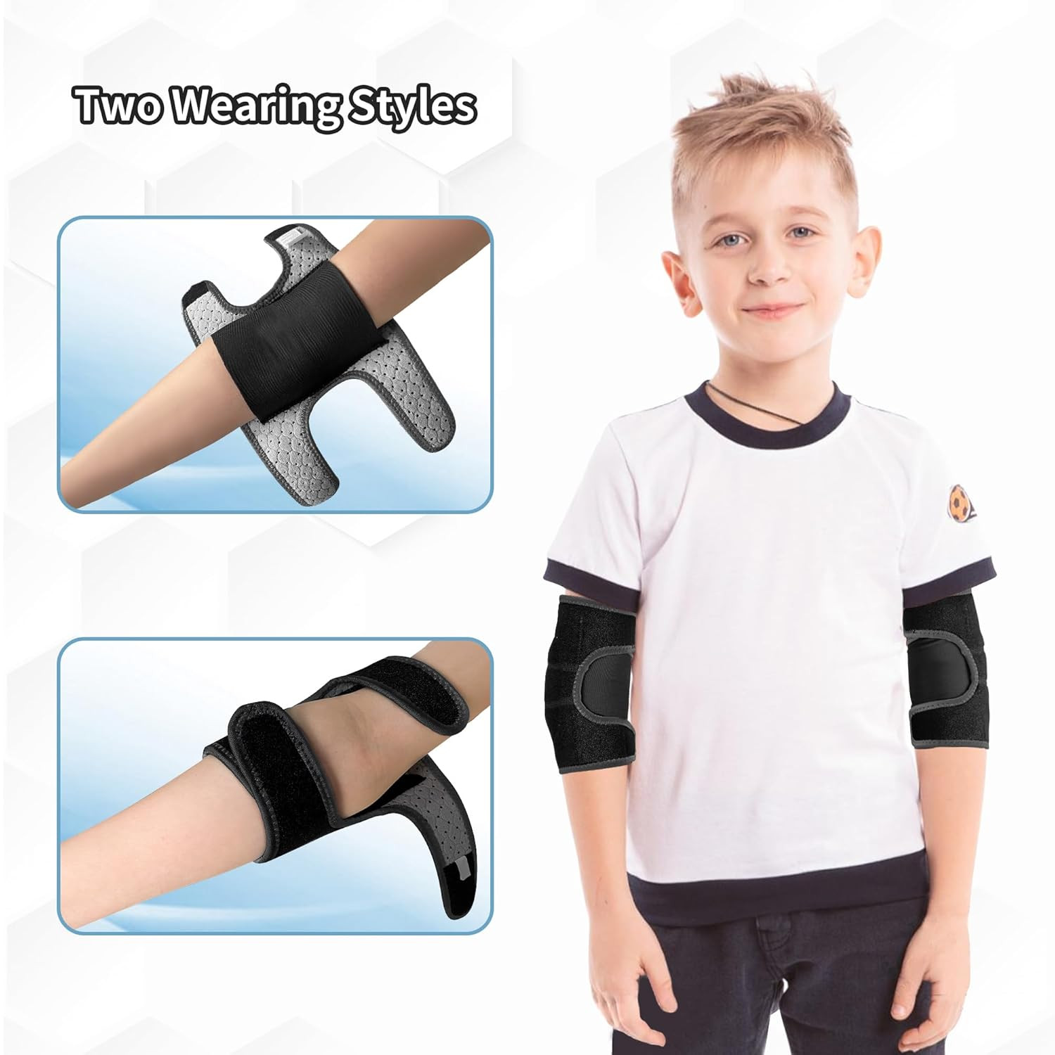 Kids Elbow Brace Arm Sleeve, Adjustable Sport Elbow Protector Breathable Elbo…