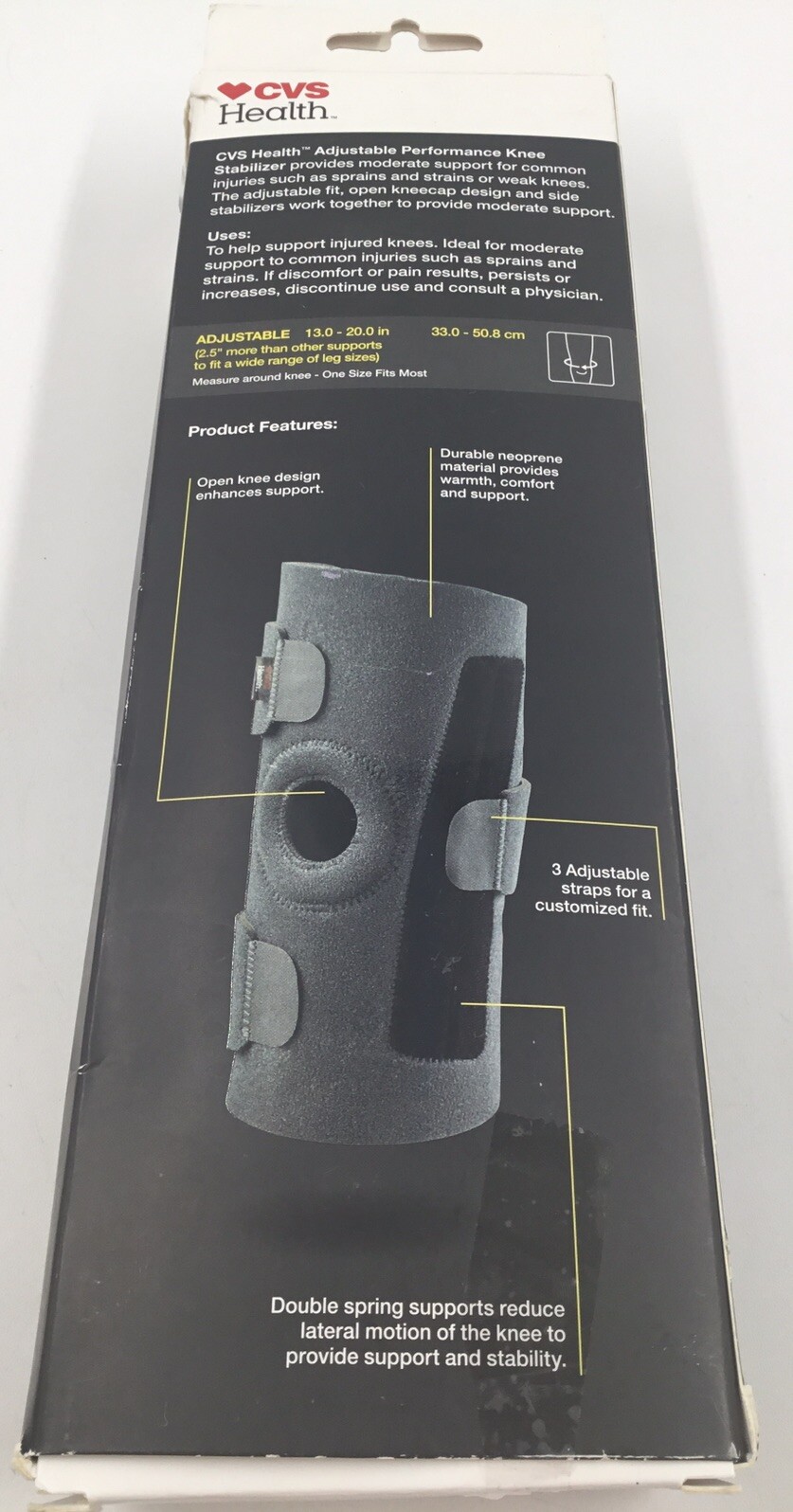 Adjustable Performance Stabilizer For Knee Fits Up To 20” Knee Size New Open Box